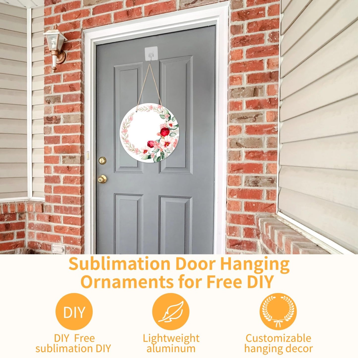 10 PCS Aluminum Sublimation Door Hanging Disc Signs, 10 Inches Unfinished Blank Sign Door Hanger, Sublimation Ornament Blanks Decorative Signs, Blank Decorations Sublimation Metal Sign