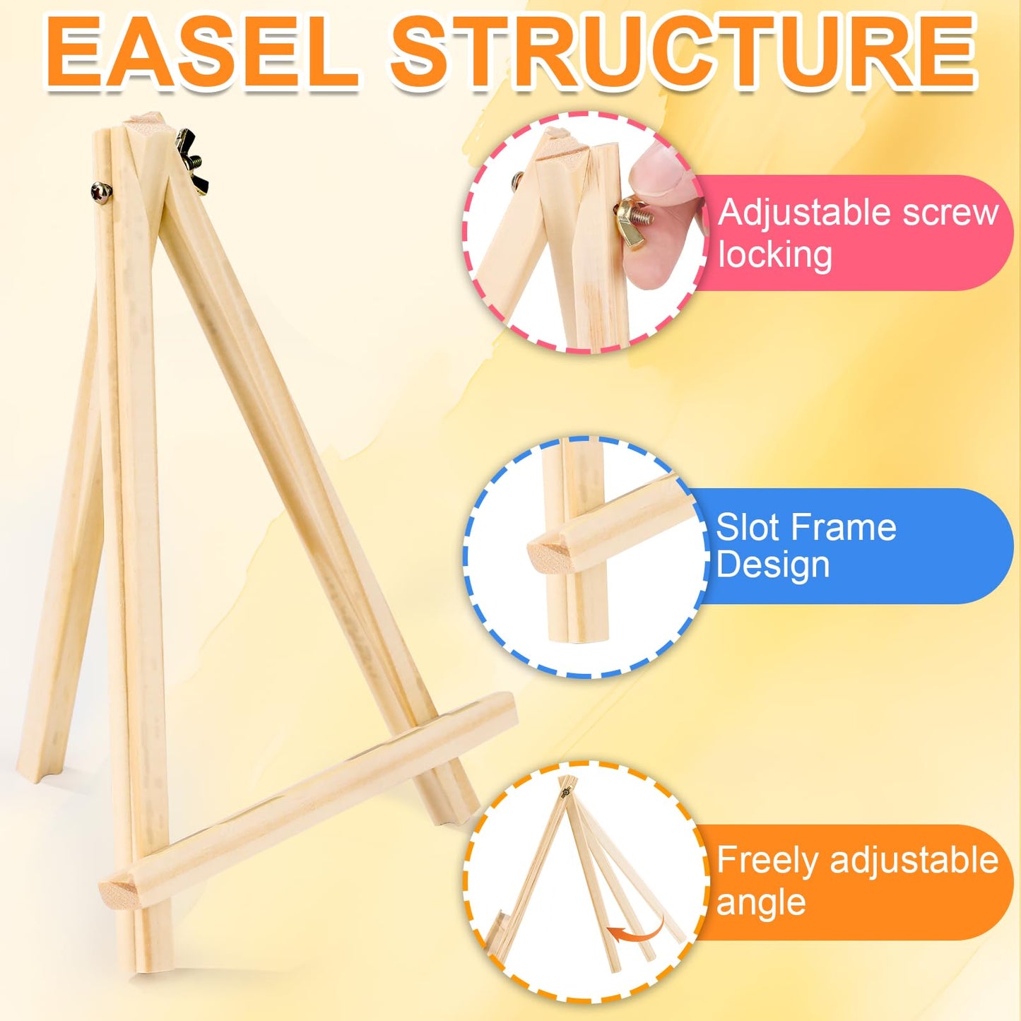 ESRICH 24 Pack 9 Inch Wood Easels, Easel Stand for Painting Canvases, Art,and Crafts, Tripod, Painting Party Easel, Kids Student Tabletop Easels for Painting, Portable Canvas Photo Picture Sign Holder