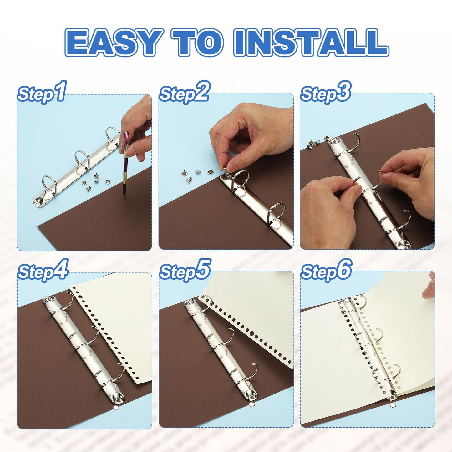 PATIKIL A5 3 Hole Ring Binder Mechanisms, 3 Set 0.8" D Ring Replacement Binder Planner Loose Leaf Binding Spines for Organizers DIY Fill Paper Storage Folder Accessories, 25mm Silver Tone