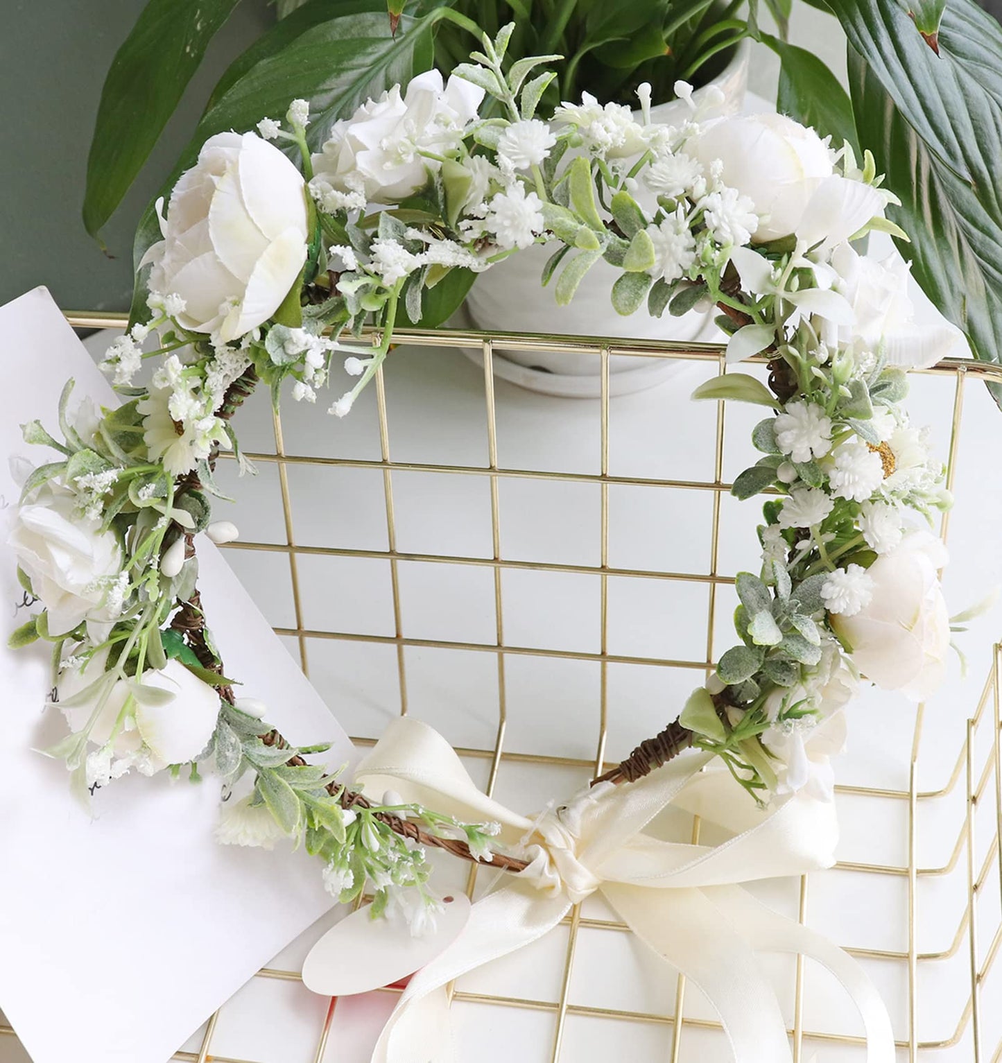 Trepveter Wedding Floral Crown Flower Crown Women Floral Headband Flower Headpiece Halo Cosplay Halloween Bridal Wedding Photo Props Renaissance Party Prom