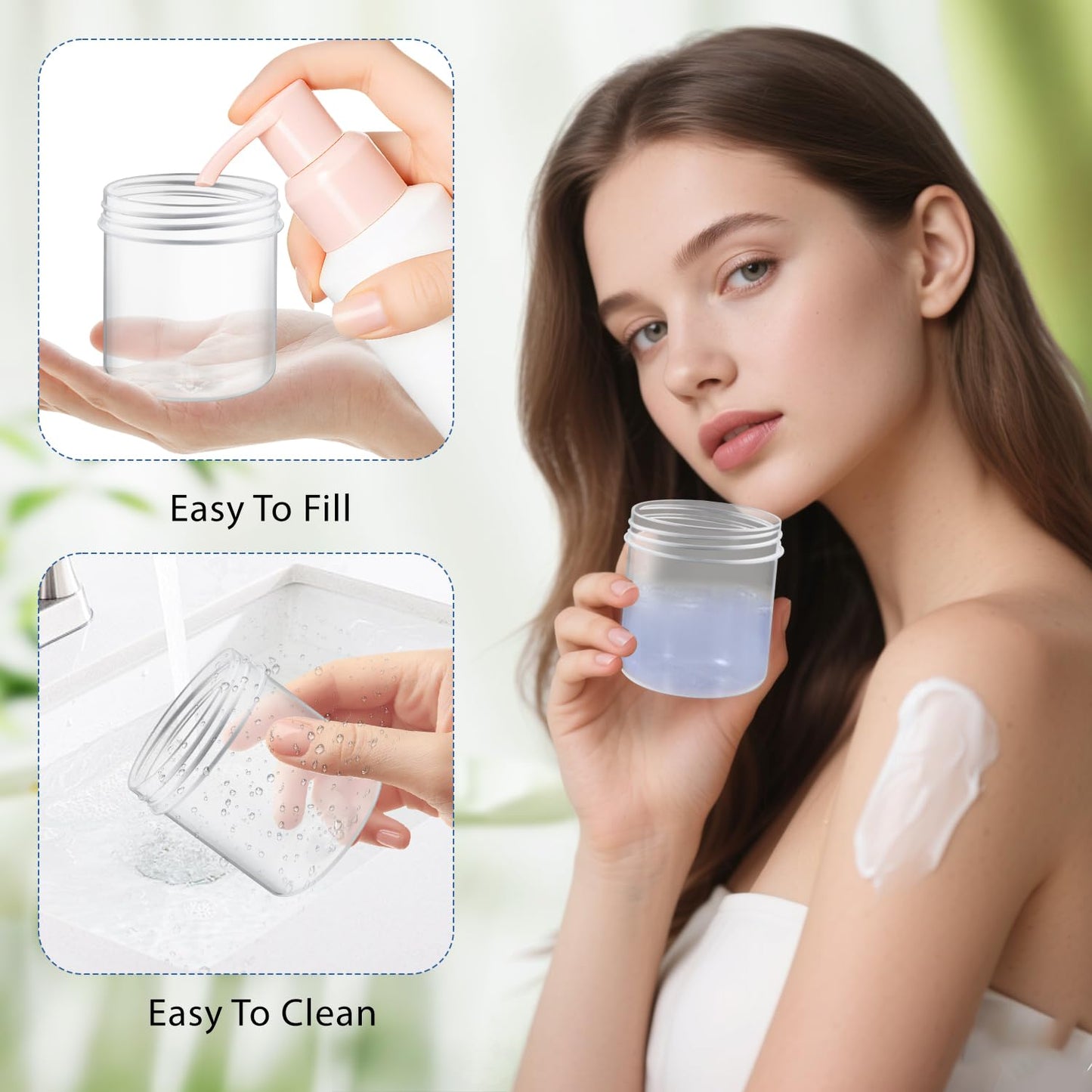 BOSMIOW 150ml/5oz HDPE Wide Mouth Cream Jar Plastic Storage Container for Thick Lotions,Toiletries,Salves,Creams,Homemade Crafts
