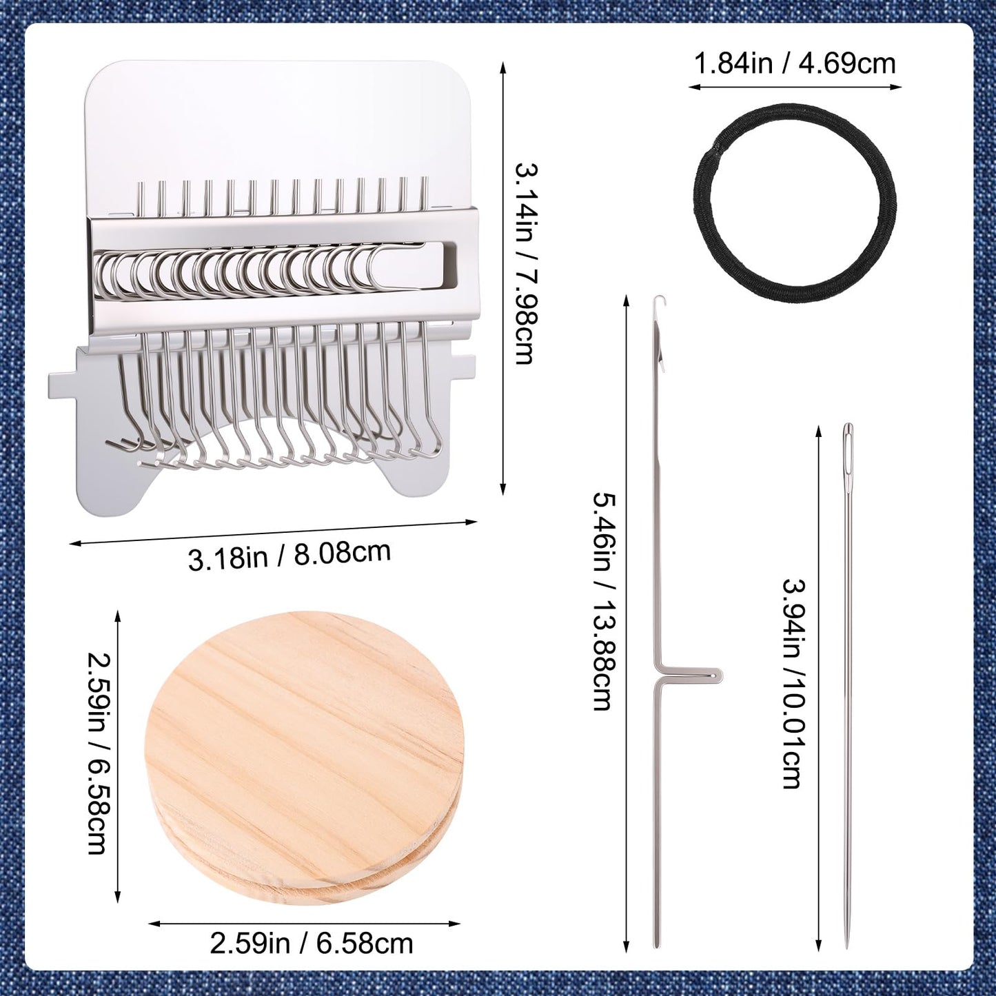 PatchMaker 2.0 Kit, Mini Portable Darning Loom for Beginners, Knitpatch Kit for Holes Repair on Socks, Clothes & Jeans, Sewing Repair Weaving Tool Set, Craft Supplies (14 Hooks)