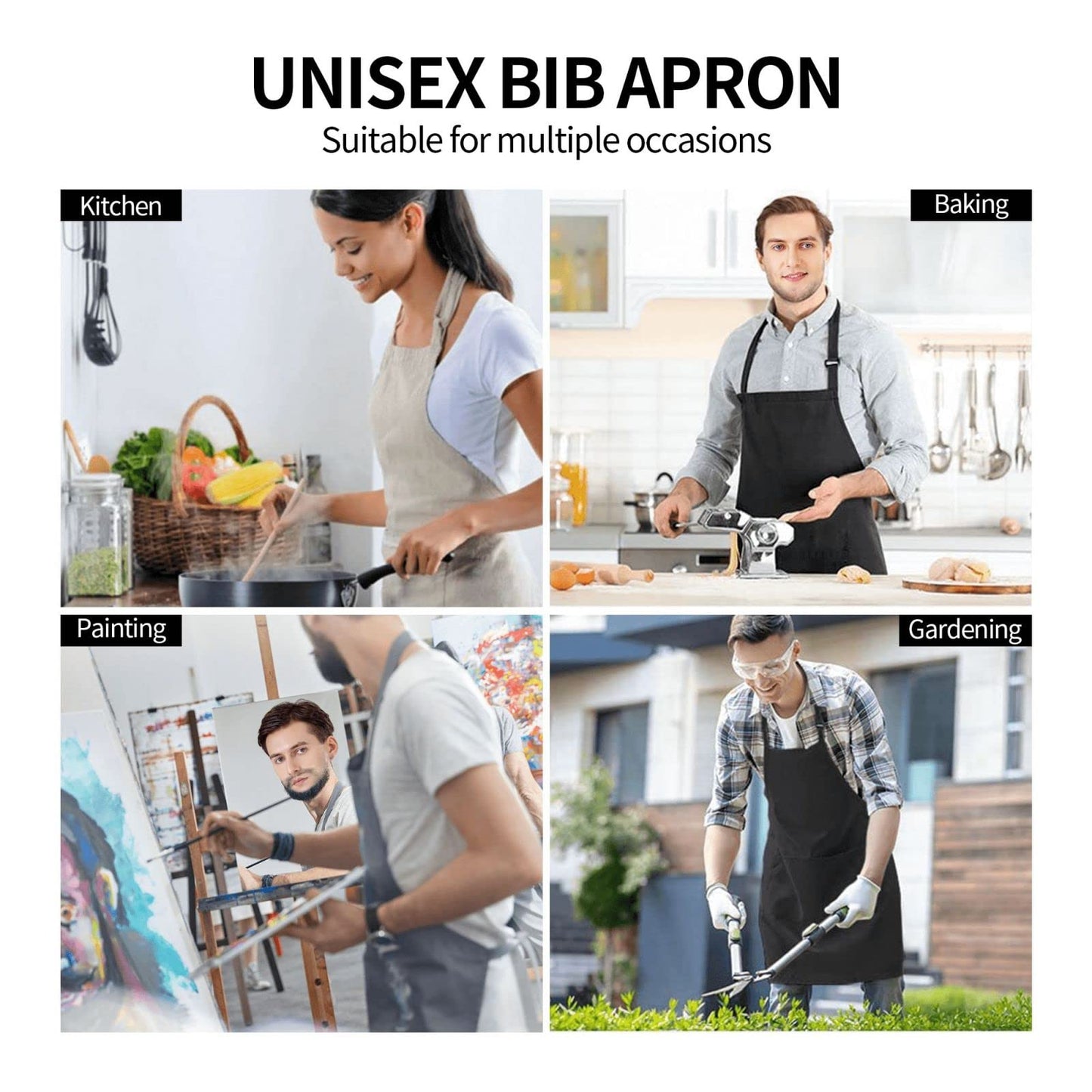 Abucaky Rainbow Tie Dye Waterproof Apron For Adults Colorful Tie-Dye Chef Bib With 2 Pockets For Kitchen Bbq Crafting Drawing