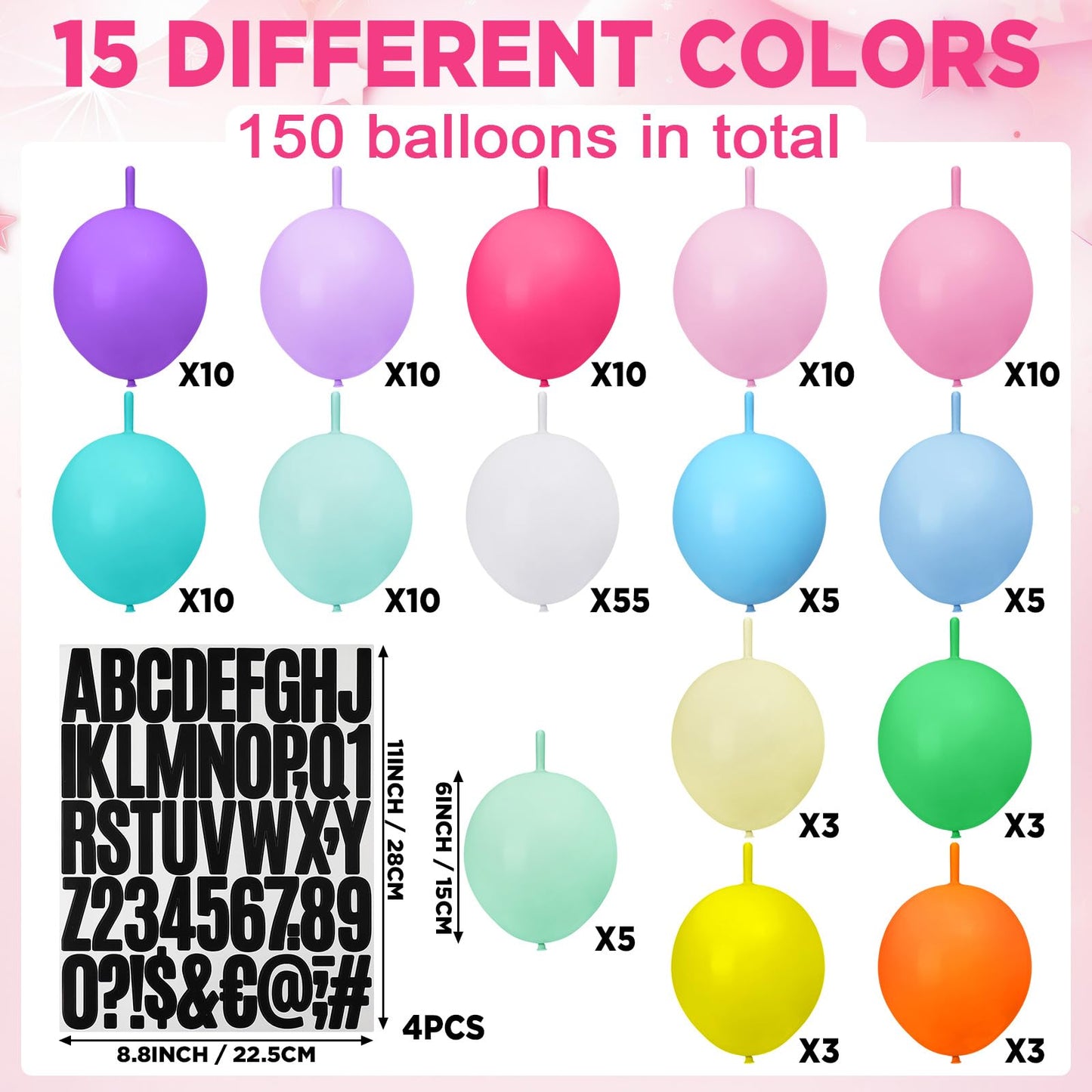 Civaner 154pcs DIY Giant Friendship Bracelet Garland Birthday Banner Kit with 150 Balloon in My Birthday Era Banner Famous Singer Customizable Jumbo Garland Decor for Wedding Party Supplies