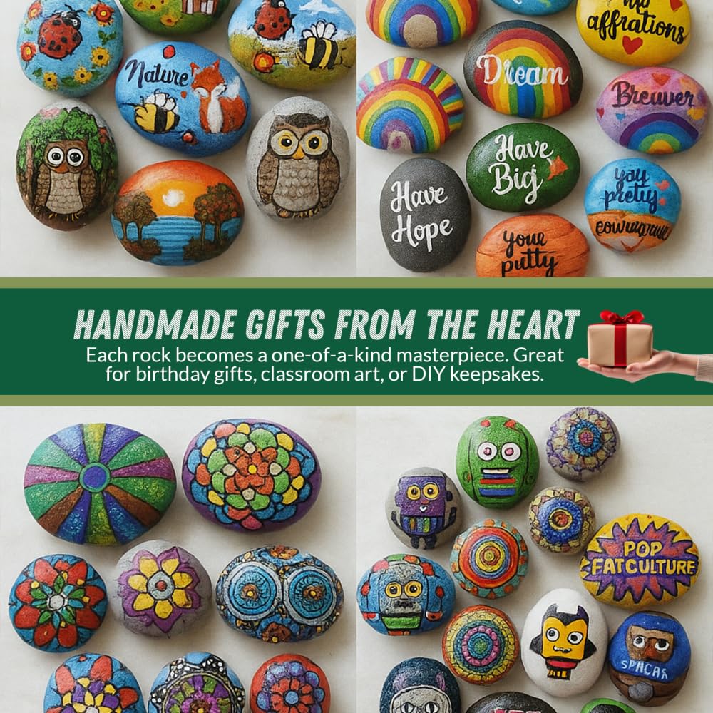 PGN 40 Large River Rocks for Painting - Stimulate Your Children’s Creativity with Our Painting Rocks for Kids - Flat and Smooth - Fun & Engaging Rock Painting with The Family - 2-4 Inches