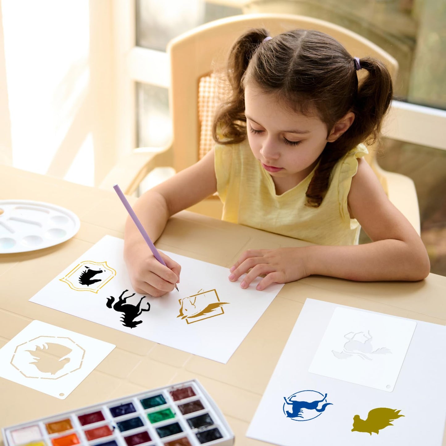 Marspark 66 Pcs Small Stencils for Crafts Reusable 3 Inch Stencils for Painting on Wood DIY Craft Paint Template for Wall Home Decor Card Rock Canvas Drawing Holiday (Horse)