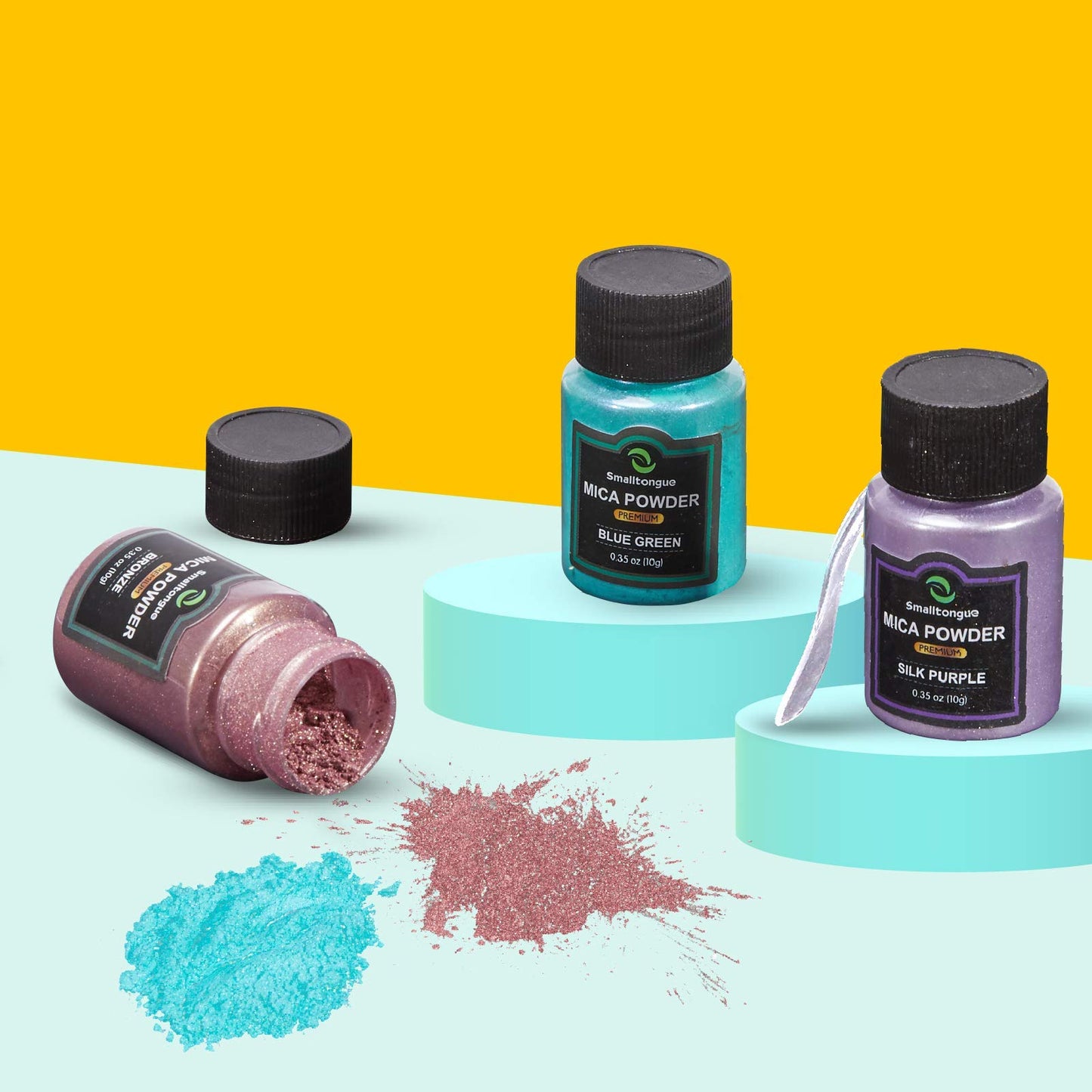 Smalltongue Mica Powder for Epoxy Resin, 36 Colors, 0.35 oz(10g) Bottles Mica Glitter, Pigment for Lip Gloss, Soap Making, Bath Bomb, Art Crafts, Resin Dye, Nails