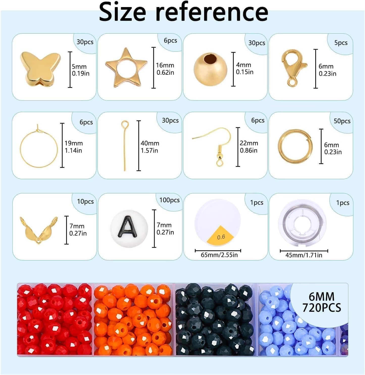 Xilitata 900Pcs 6mm Faceted Beads for Jewelry Making Crystal Faceted Jewelry Bead for Friendship Bracelet Making Kit Craft Christmas Beads with Charms