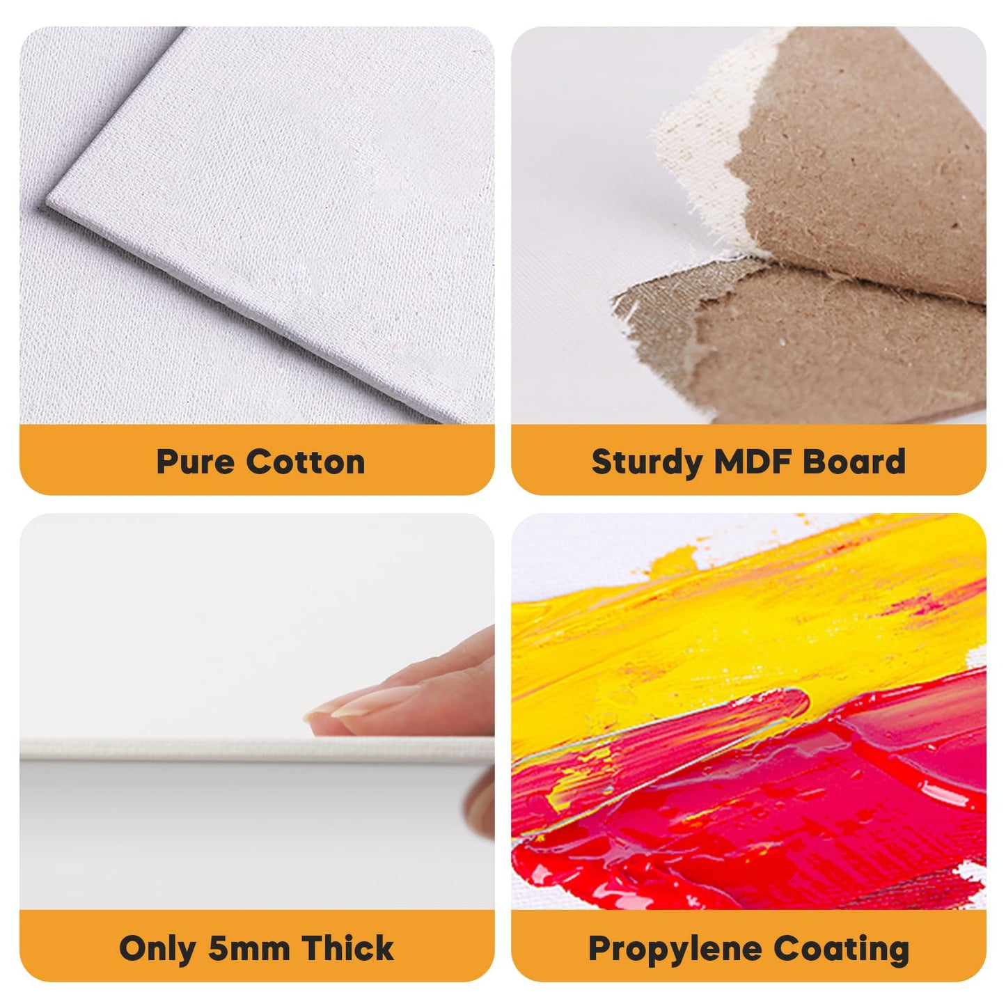CONDA Canvas Boards for Painting,100% Cotton Canvas Panels, White Blank Canvases, Primed, Acid-Free, Artist Quality for Acrylic, Pouring Watercolor & Oil Painting 11 x 14 inch, 24 Pack