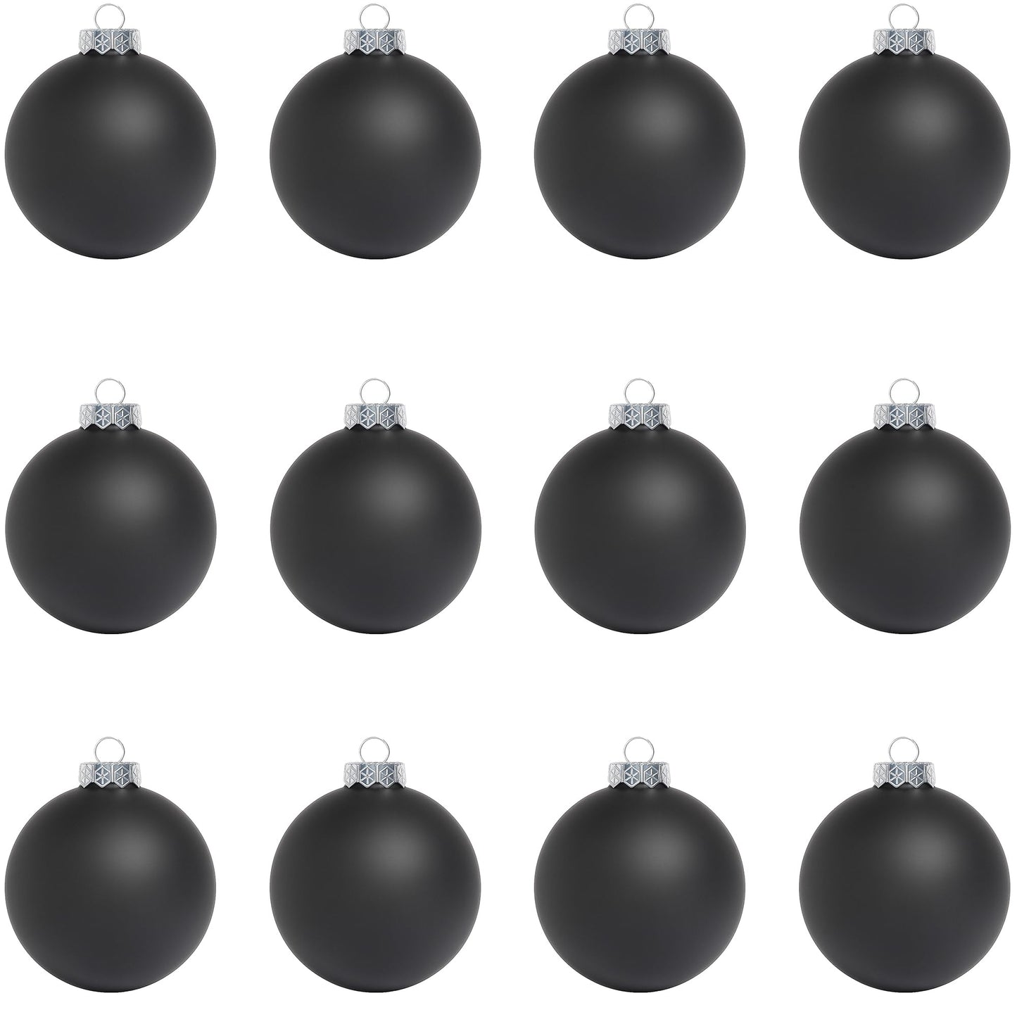 SLEETLY 12pc Matte Black Christmas Ball Ornaments – Plastic DIY Paintable Blank Plain Ornaments, Personalize Holiday Crafts for Kids & Adults - Decorate with Paint, Glitter, Stickers & Markers, 3.15"