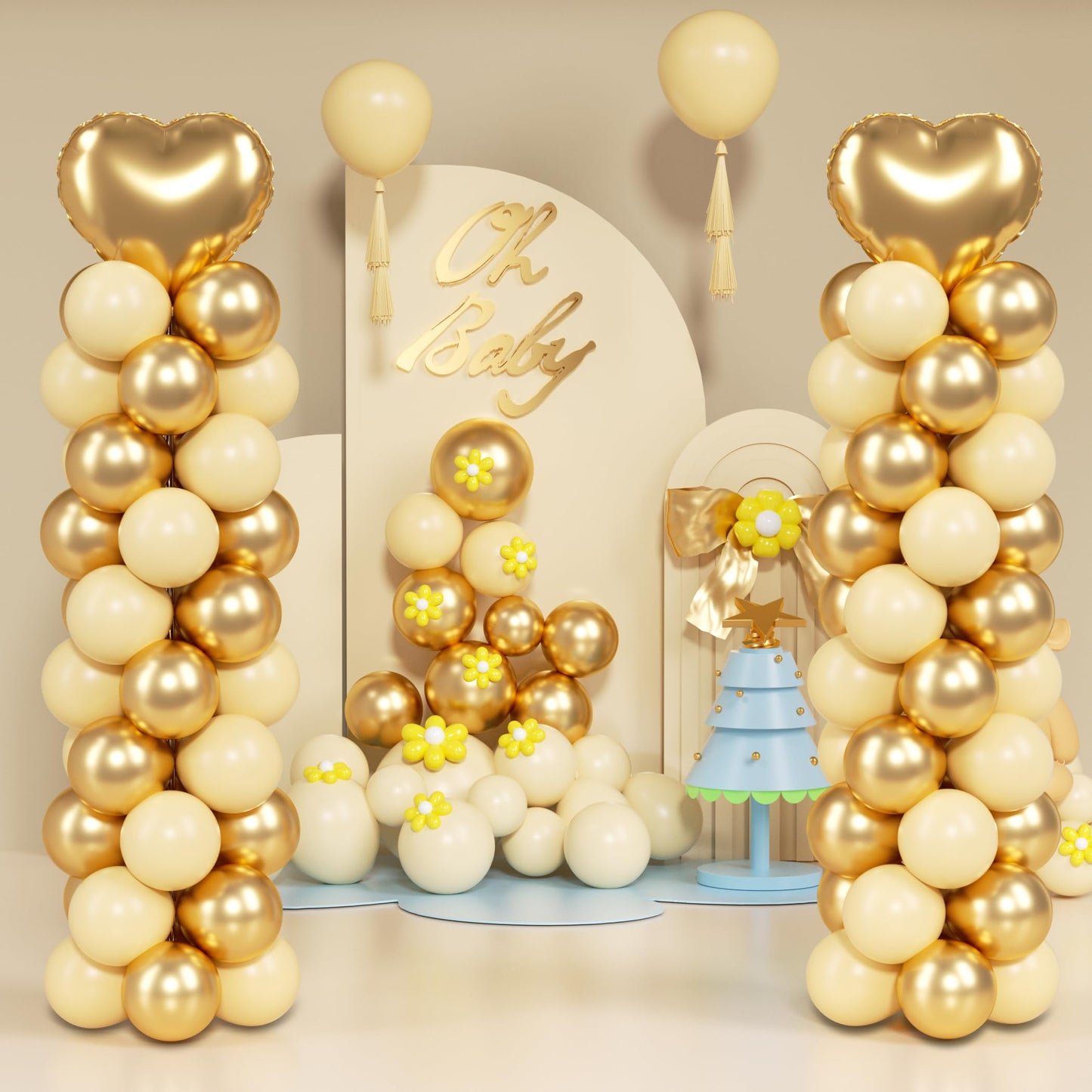 Toosci Upgraded Balloon Column Stand Kit, 7 Feet Height Adjustable Balloon Tower Pillar with Reusable Metal Telescopic Design for Graduation, Wedding, Baby Shower, Birthday Party Decoration