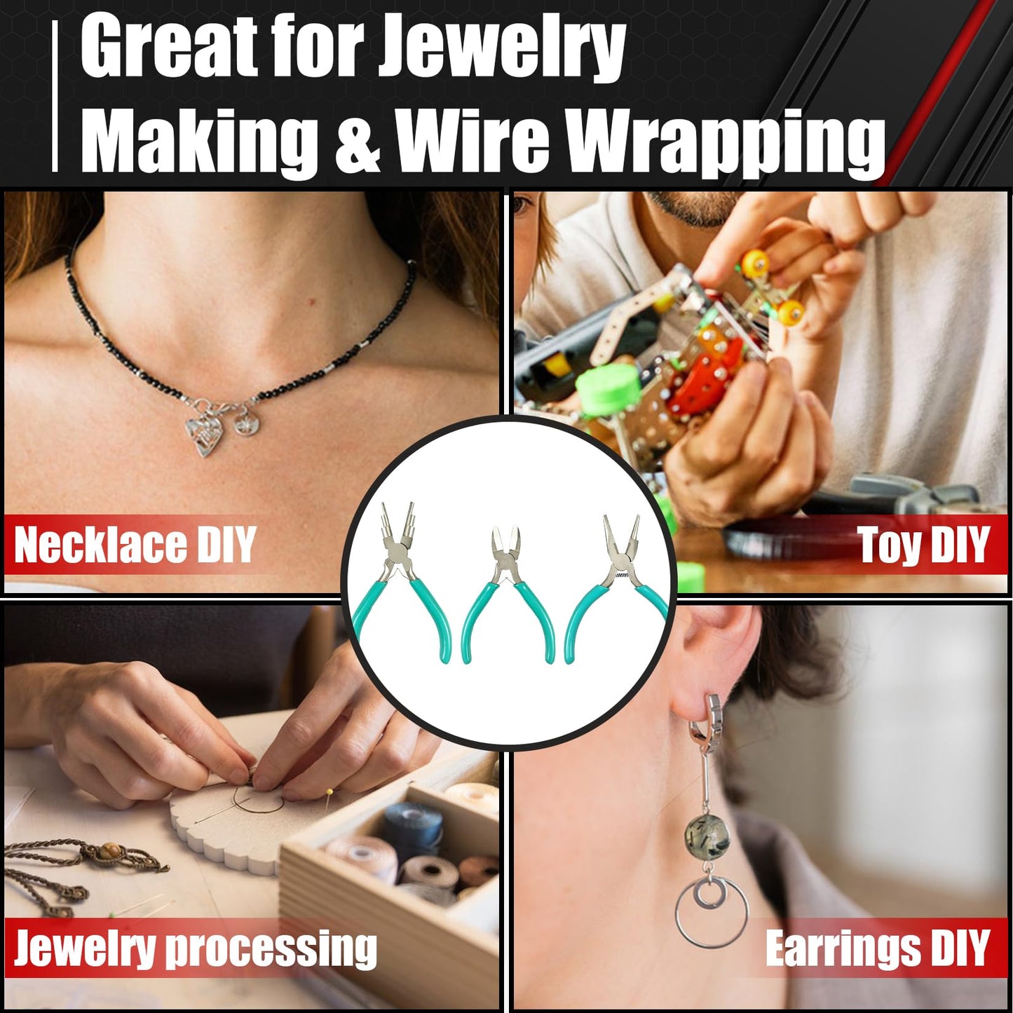 C&T 3-Piece Jewelry Pliers Set, Jewelry Making Tools Kit, Micro Jewelry Plier, Jewelry Making Supplies, Pliers set for jewellery making bead winding and shaping wire DIY Crafts