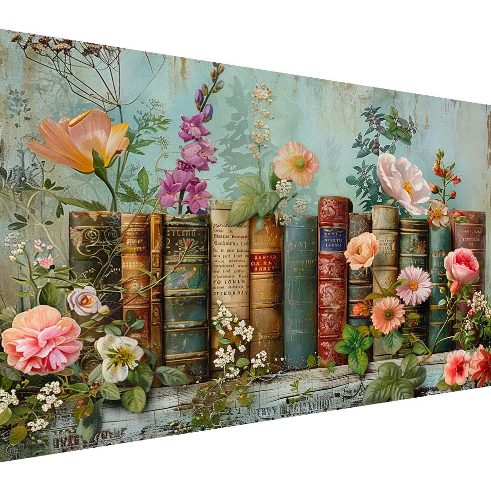 croshom Books Large Diamond Art Kits for Adults, Books Large Diamond Painting Kits for Adults, 5D DIY Full Round Drill Gem Craft for Adult Gifts, Home Wall Decor 15.7" x 27.6"