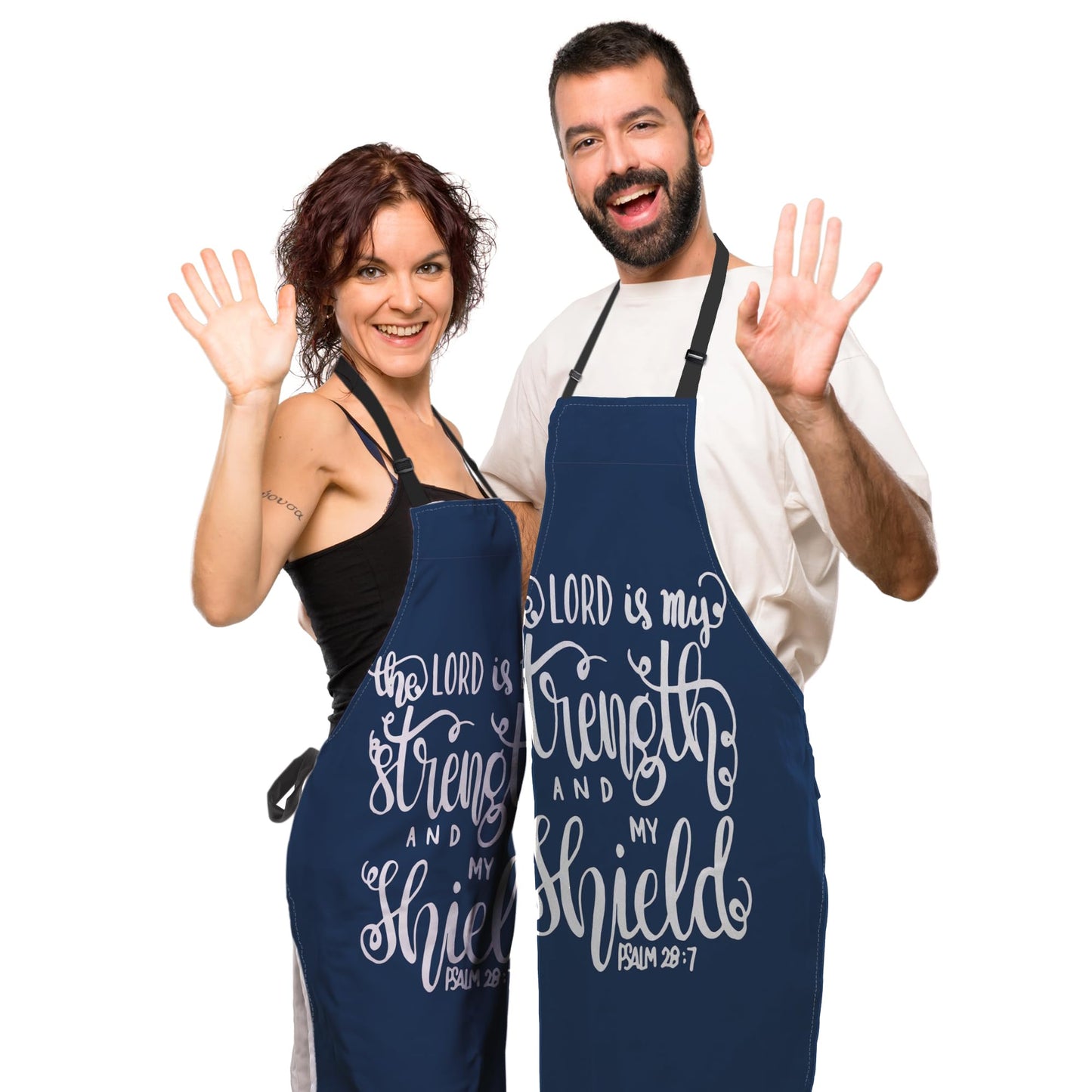 Olikked Baking Apron for Men the Lord Is My Strength and My Shield Bible Verse Modern Cute Aprons for Men for Kitchen Cooking Restaurant BBQ Painting Crafting 27” (W) x 31” (H), Waterproof Aprons