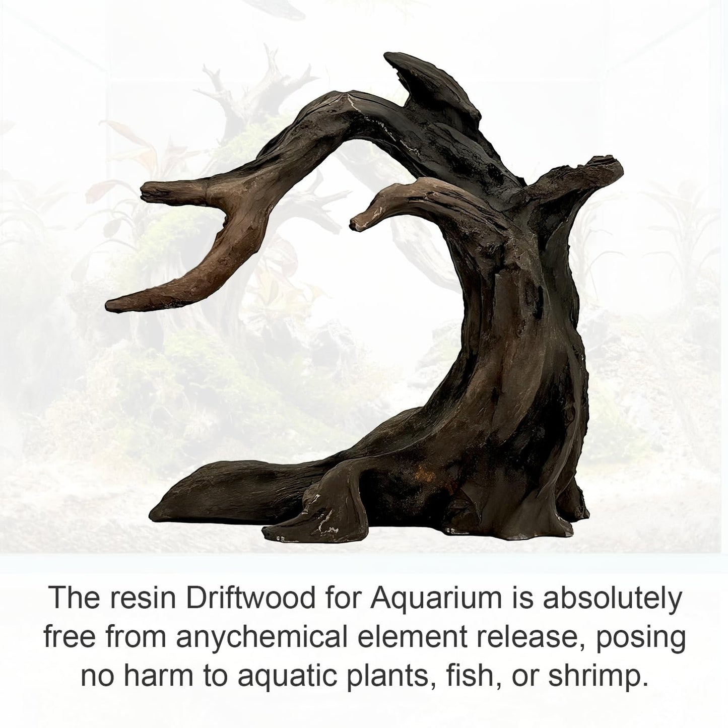 Obantrsz Aquarium Driftwood Decor Set - 1 Anubias Resin Model & 3Pcs Small Natural Driftwood 2-4 inch for Aquascaping, Fish Tank Landscape Design