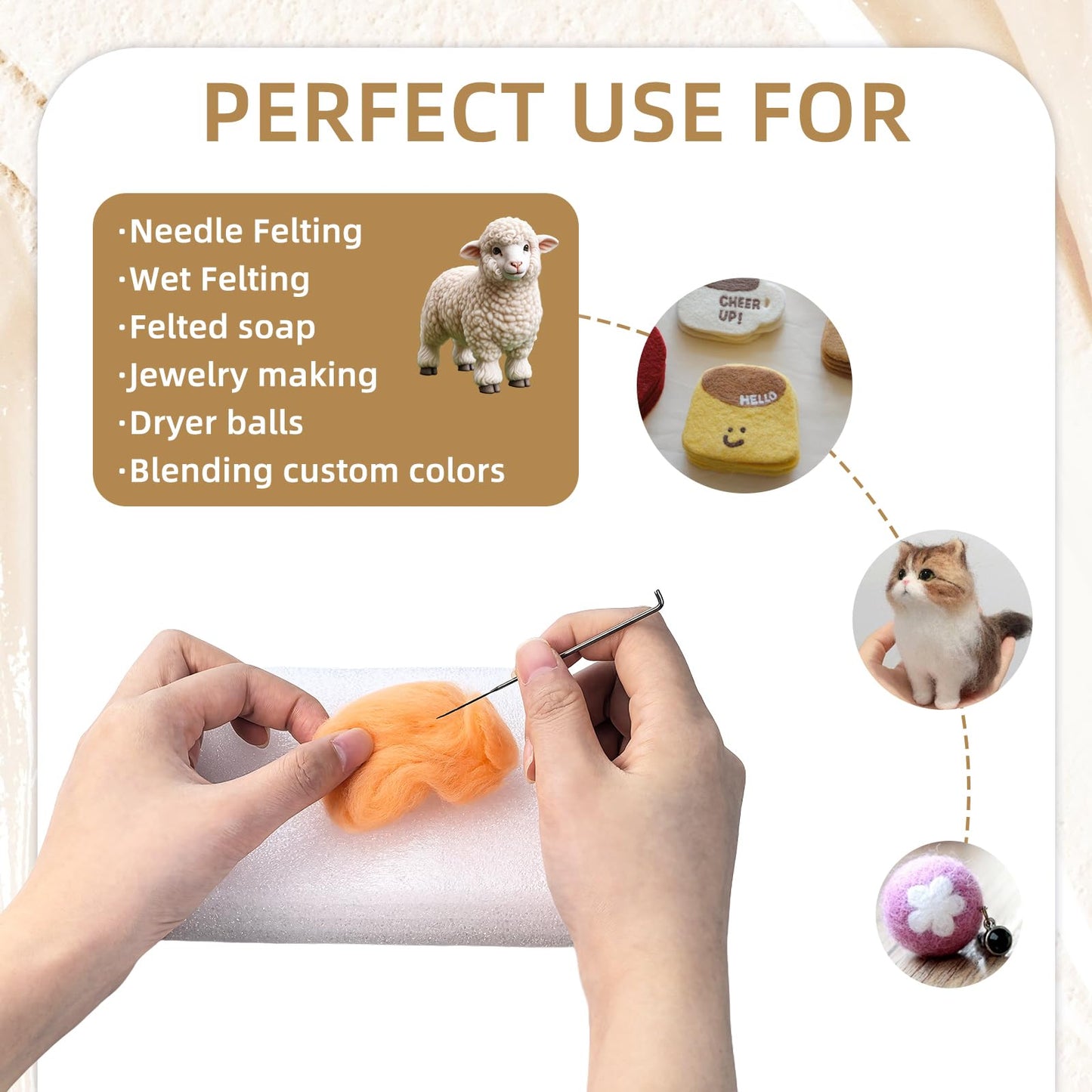 Flylin Needle Felting Wool, 10 Colors Wool Roving Yarn for Beginners and Wet Felting, 2g/Colour Fibre Wool Roving for DIY Craft/Spinning/Wall Hangings/Tapestry (25 Colors)