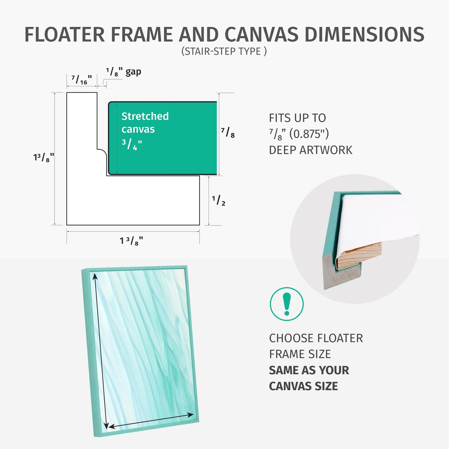 Pixy Canvas Floater Frame 9x12 for 3/4 (0.75) inch Deep Canvas Paintings/Canvas Prints/Wood Canvas Panels/Wall Art/Wall Decor/Home Decor/Artwork (Brass Gold, 9 x 12 inch, Portrait)