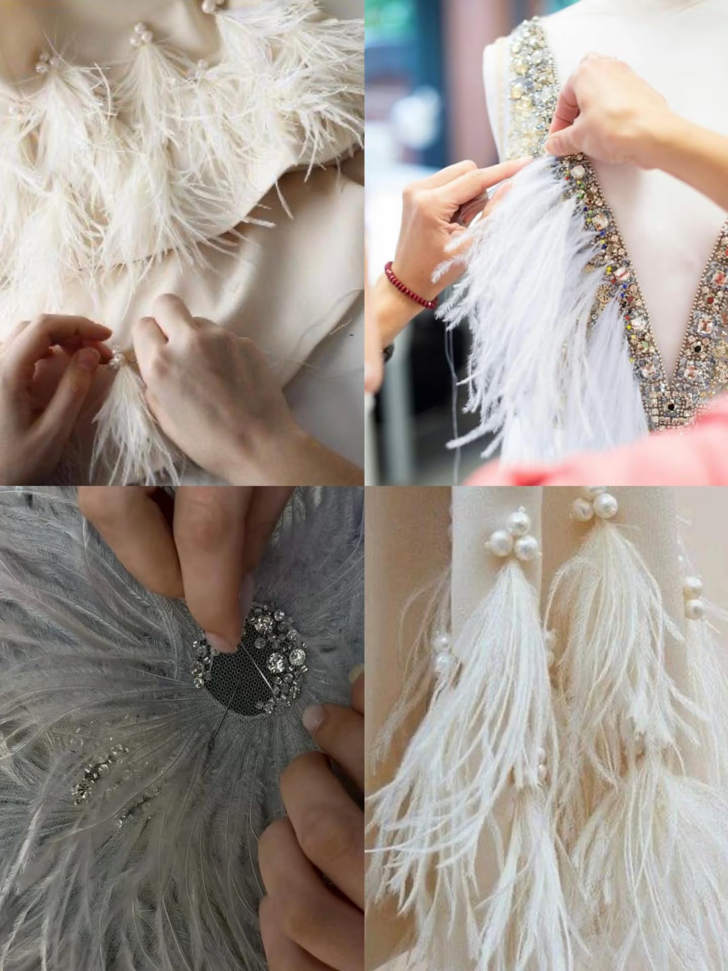 White 2Yard Ostrich Feather Fringe Trim 4-6inch in Width for DIY Costume Sewing Craft Decor Dress Accessories Party Supplies Festival Outfits