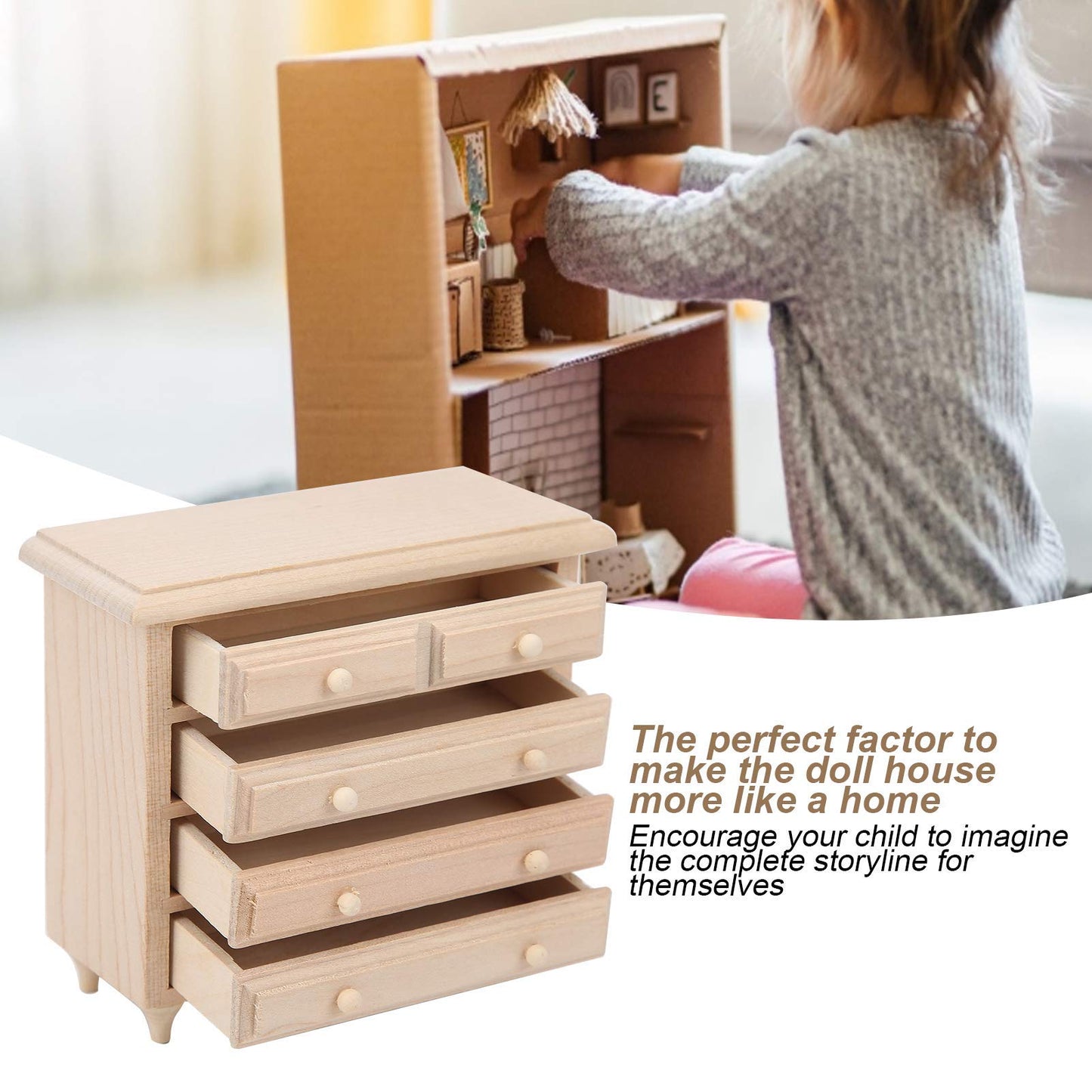 Fippkargo 1:12 Wooden Table Square 8 Button Dollhouse Movement Cabinet Sleeping Cabinet Mini Furniture Solid Wood Miniature Model Beautiful Color Kit Handcraft DIY Model Gift Supplies Accessories