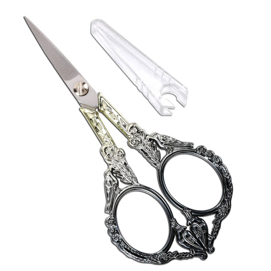 YOUGUOM Sewing Embroidery Scissors, Small Thread Scissor for Craft Artwork Needlework Yarn Knitting Detail Snips, Black Cute Bird Shears