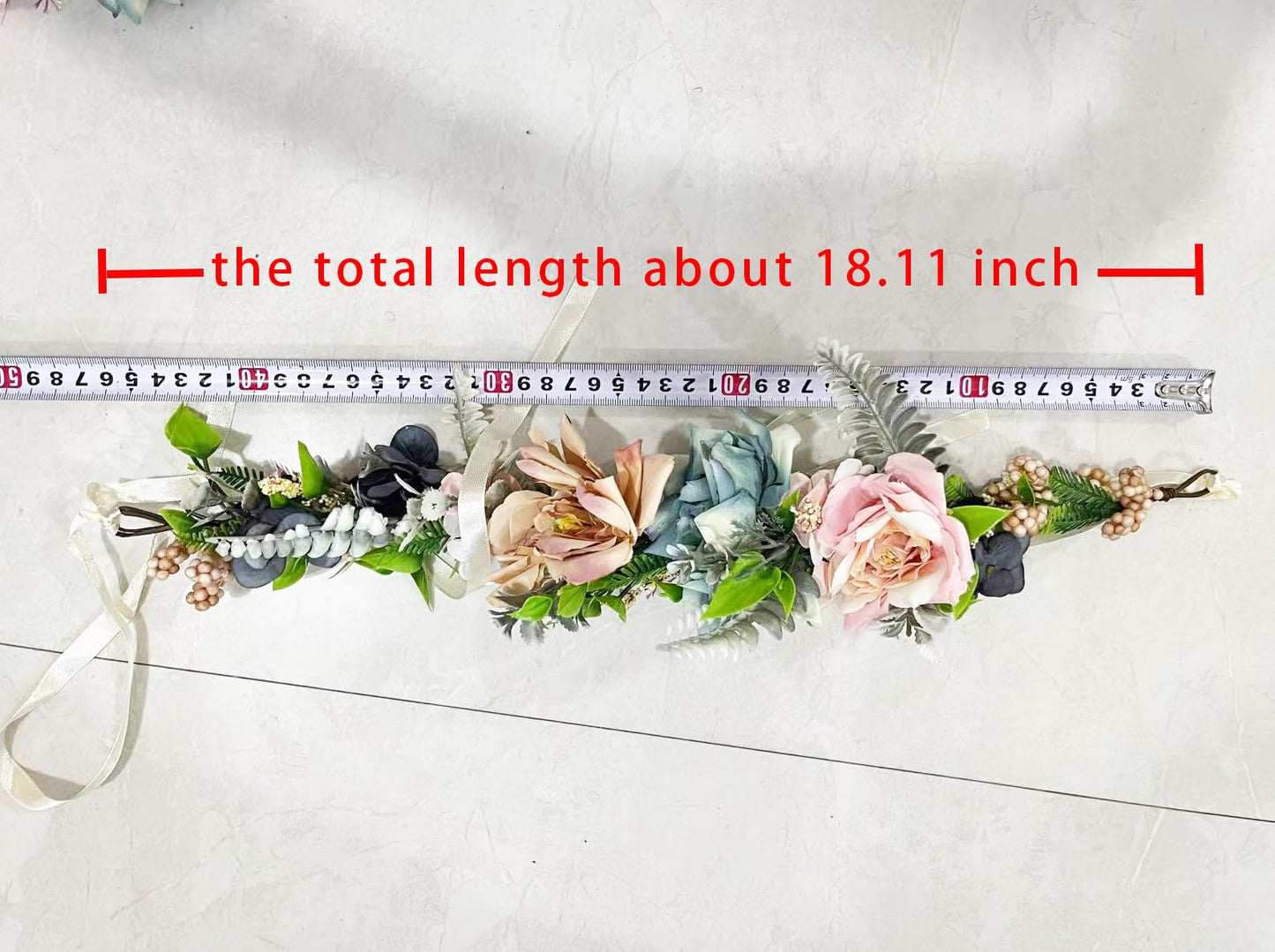 Vivivalue Women Floral Crown Adjustable Flower Headband Hair Wreath Floral Headpiece Halo Boho with Ribbon Wedding Party Photos