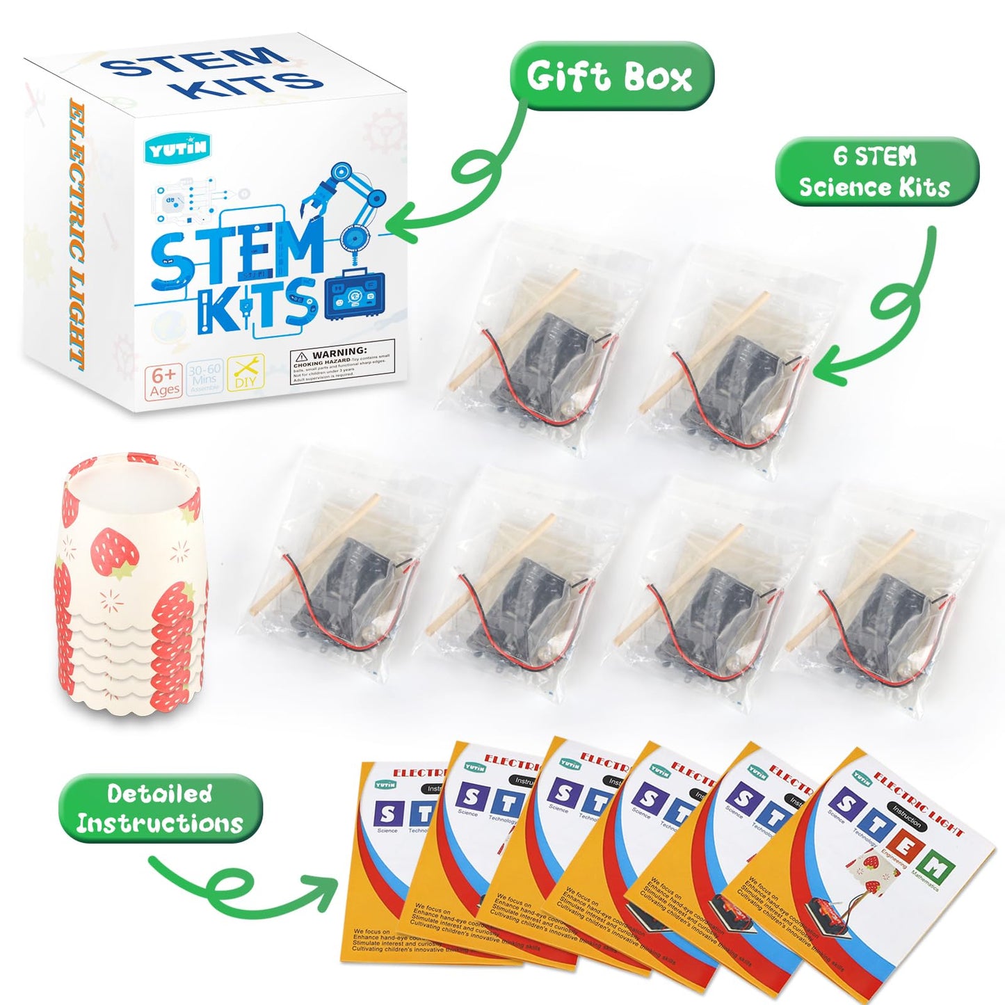 STEM Kits for Kids Age 6-8 8-10, 6 Bulk DIY Electric Circuit Lamp Kits for Kids Crafts 8-12, Science Experiments for Classroom STEM Projects Activities, Building Toys for Boys Girls Gifts 6 7 9 10 13