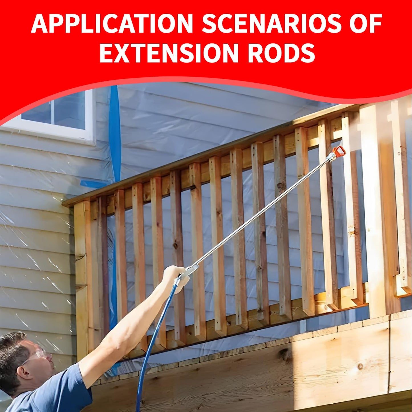 6-Piece Set of Extension Poles, Airless Paint Sprayer Gun Tip Extension Pole,for Airless Paint Gun Wand, Black Carrying Pouch Included for Easy Storage (8in 12in 16in 20in 30in 40in)