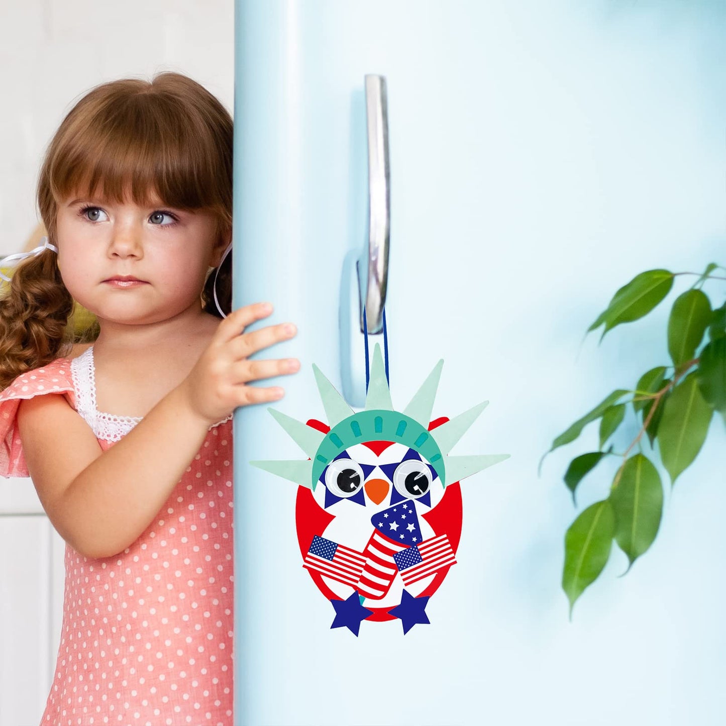 Winlyn 36 Sets 4th of July Craft Kits Patriotic Crafts DIY Owl Ornaments Decorations Art Sets Owl Shapes with Red White Blue USA Flag Patriotic Star Stickers for Kids Party Classroom Activities