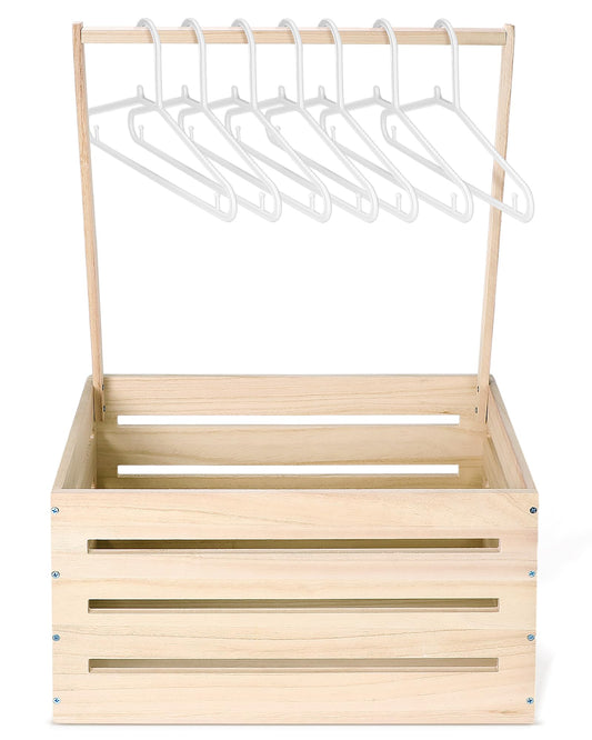 Suzile Wooden Baby Shower Crate Closet Wood Basket for Gifts with Handle Boy Girl Clothes Gender Reveal Storage Box for Newborn New Parent(Wood Color)