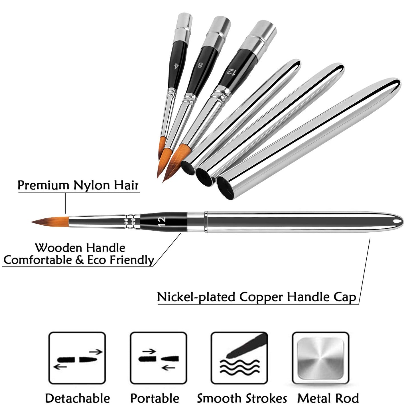 Travel Watercolor Brushes, Golden Maple 3pcs Watercolor Travel Brushes with Leather Pouch - Pointed Round for Watercolor Acrylics Gouache Ink Painting