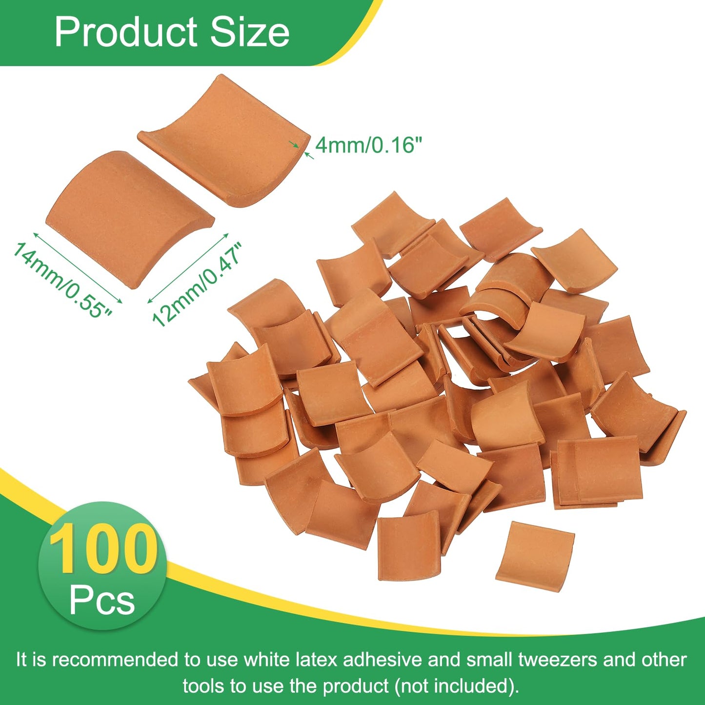 PATIKIL Miniature Roof Tile, 100 Pcs Mini Red Tiles Clay Roof Miniature Brick Dollhouse Roofing DIY Craft Accessories Building Supplies for Fake House Model Garden