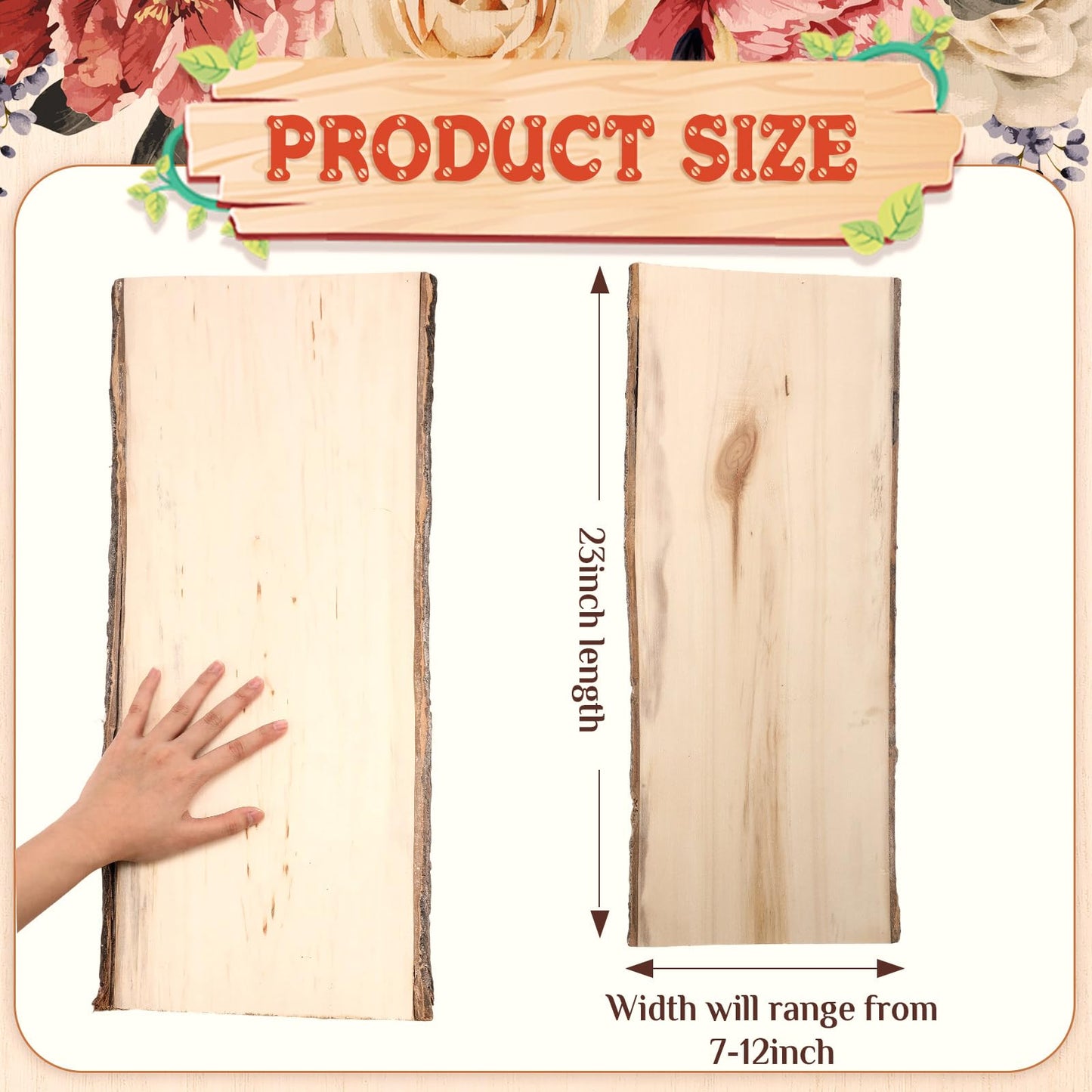 Tioncy 8 Pcs Large Live Edge Wood Slab 23 x 7-12 Inches Natural Rustic Poplar Wood Plank Hollow Unfinished Wooden Crafts for Burning Weddings Table Centerpieces Christmas DIY Decoration