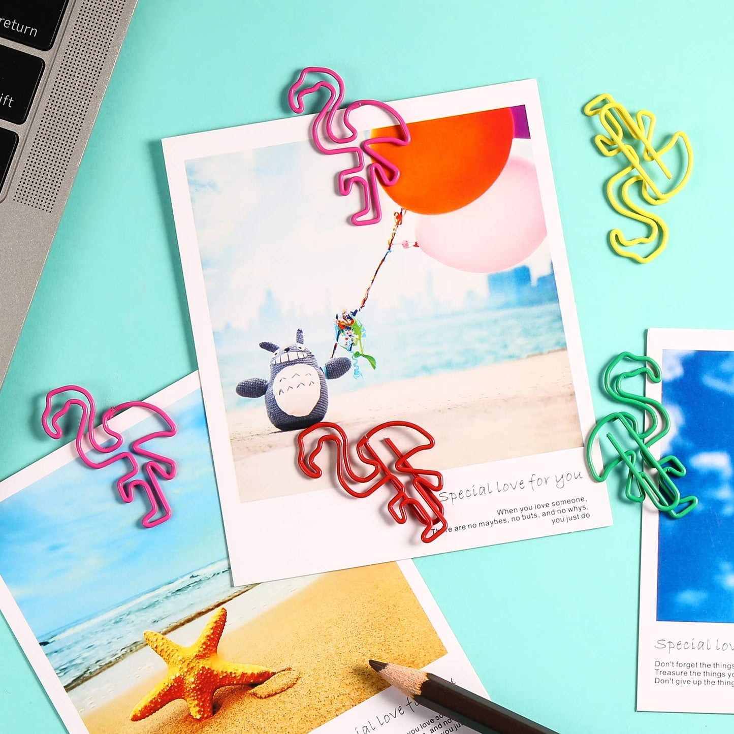 Frienda 105 Pieces Flamingo Paper Clips Flamingo Office Supplies Desk Accessories Metal Paper Clips for School Office Supplies