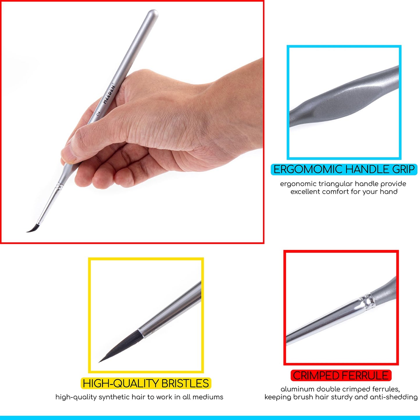 MEEDEN Miniature Paint Brush Set,15 Tiny Professional Fine Tip Detail Paint Brushes, Detailing Paintbrushes for Acrylic Watercolor Oil Painting- Model Face Nail Craft