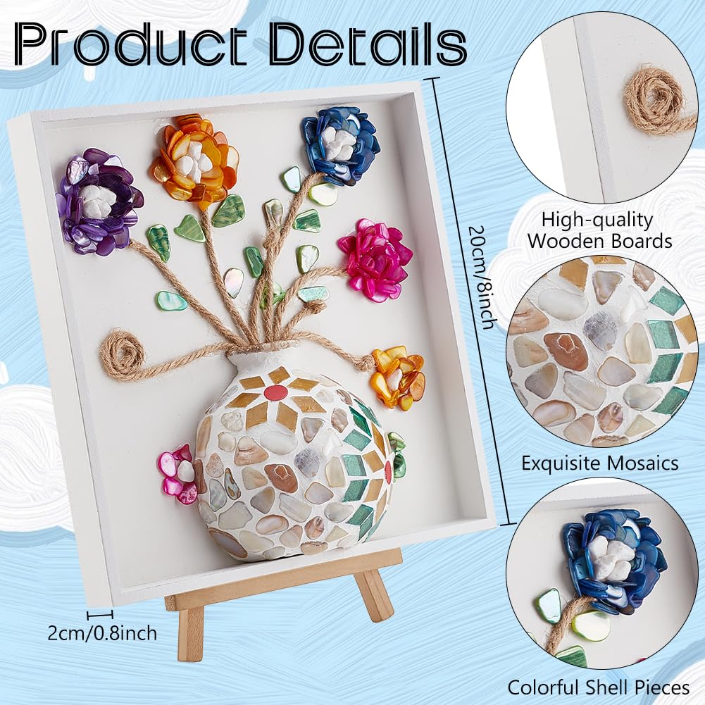 WEBEEDY DIY Mosaic Painting Kit Flower Vase Pattern Mosaic Arts and Craft Kits Mosaic Decorative Supplies with Instruction,Table Centerpiece Christmas Room Decor Adults Gifts,7.9x7.9 inch/20x20cm