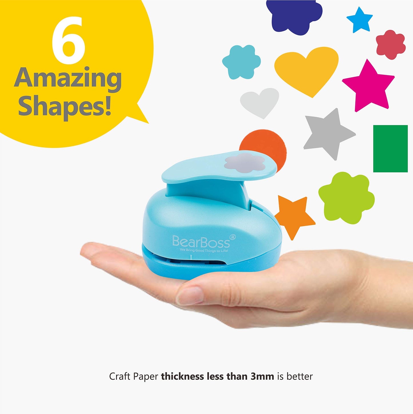 6 Craft Hole Punch Shapes 1 Inch Paper Punches for Crafting Handmade Scrapbooking Punches Mix Shapes Designs for Kindergarten Teacher Office Supplies by BearBoss