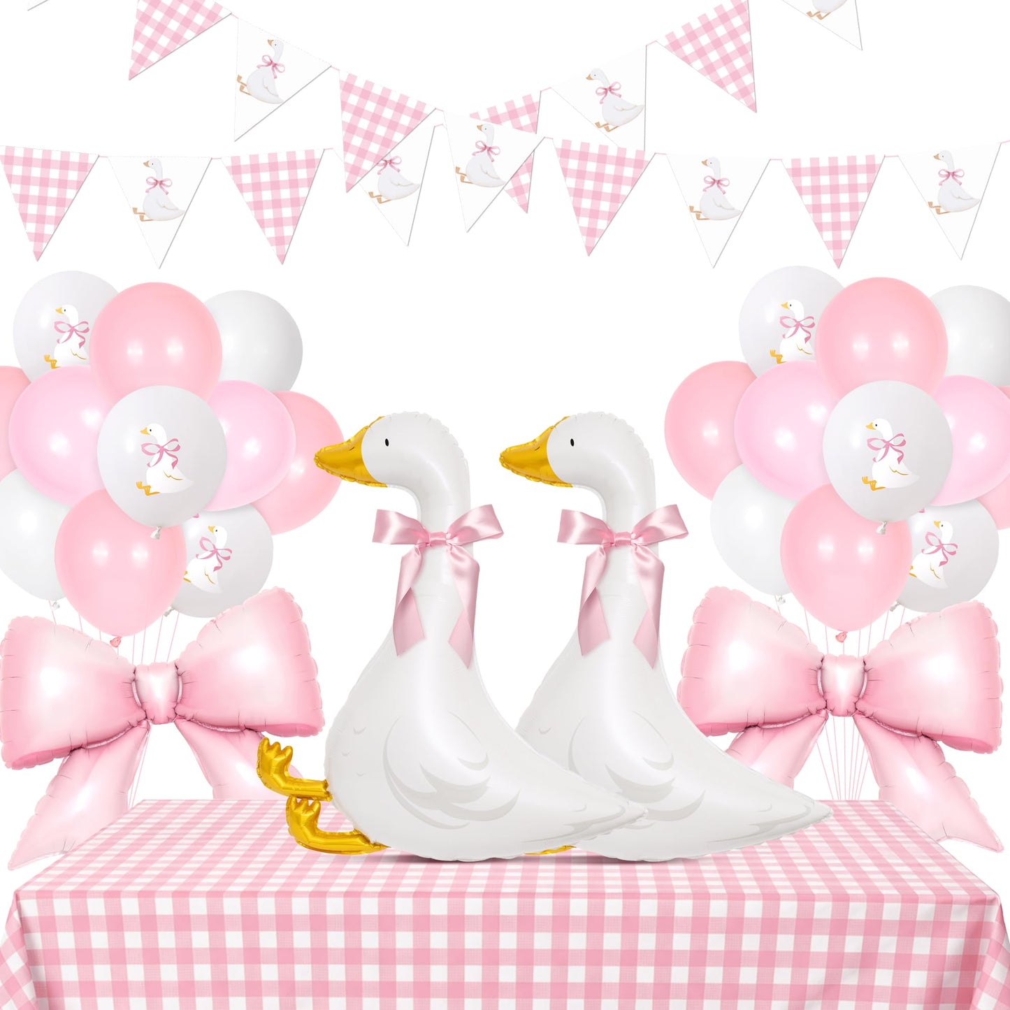 Kriyokiaa One Silly Goose Birthday Decor Girl 39PCS Silly Goose Baby Shower Decorations with Goose Bow Foil Balloons and Geese Banner for Girl Pink Baby Shower 1st Birthday Party Decorations
