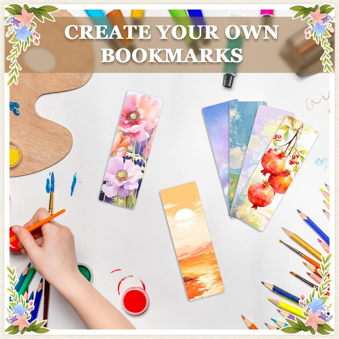 100 Sets Kraft Paper Blank Bookmarks with Tassels and Clear Bookmark Sleeves, Cardstock DIY Bookmark Making Kit for DIY Craft Projects, Gift Tag, School Supply, Party Favor