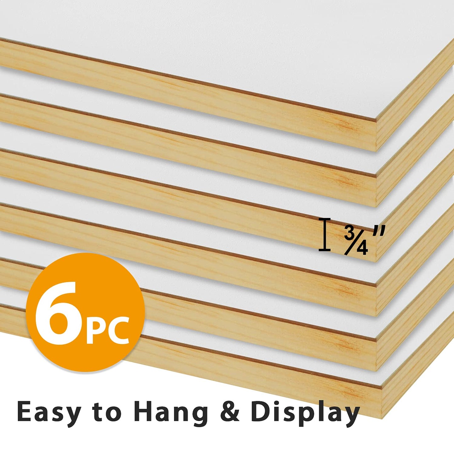 PHOENIX Gesso Boards for Painting - 8x10 Inch / 6 Pack - Coarse Surface 3/4 Inch Cradled Wood Panels for Oil & Acrylic Paints, Crafts & Pouring Art