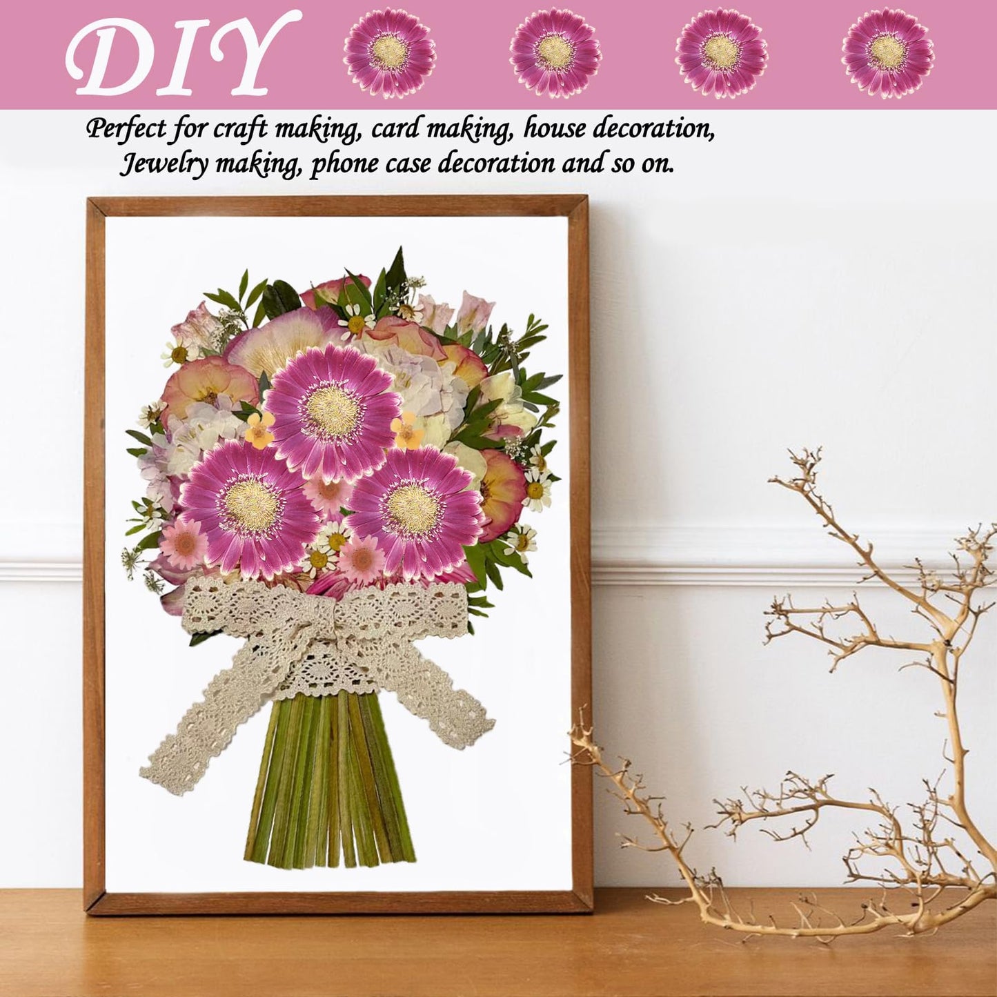 ALJ Rose Red Dried Pressed African Daisy for Resin Crafts Embellishment, Large Size Natural Sunflowers, Barberton Daisy for DIY Jewellery Candle Making Phone Case Home Wedding Decor (3.14-3.54IN)