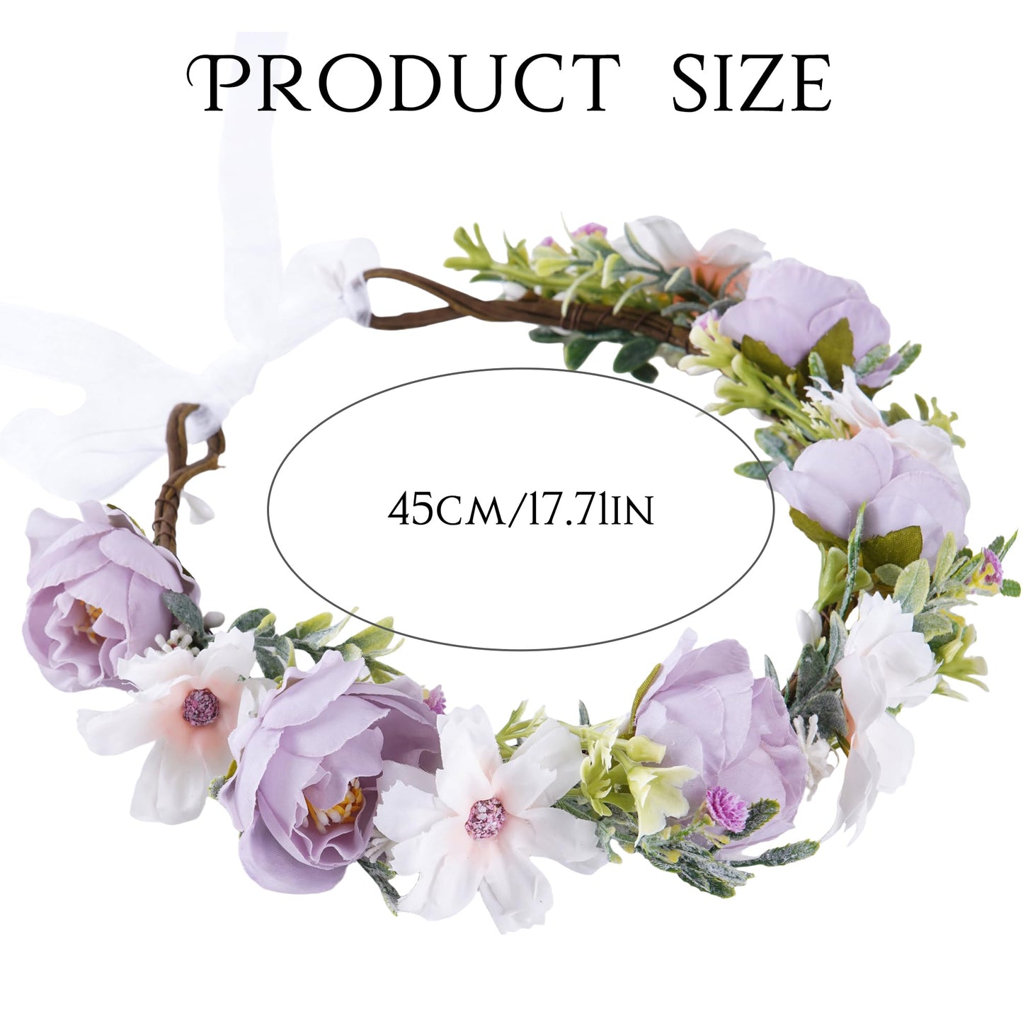 KorViSHOW Fairy Flower Crown Headband, Artificial Purple Rose Floral Headpiece, Boho Bridal Flower Headbands for Women Girls Renaissance Cosplay Wedding Birthday Party Hair Accessories