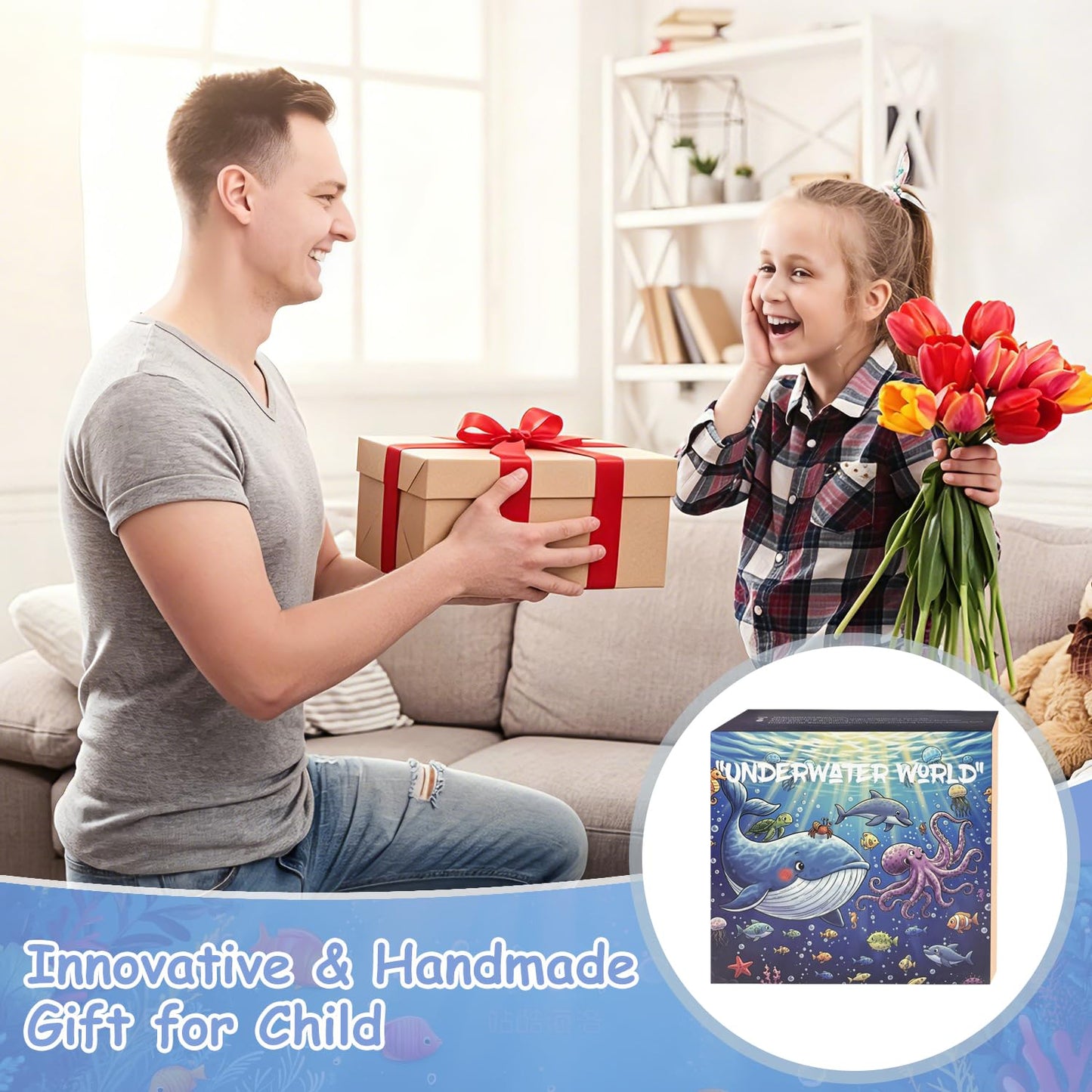 Yamgqus 24 Pcs Paint Your Own Plaster Jungle Animals Painting Kit, DIY Ceramic Arts and Crafts for Kids and Adults, Children Birthday Gift Party Event (Ocean)