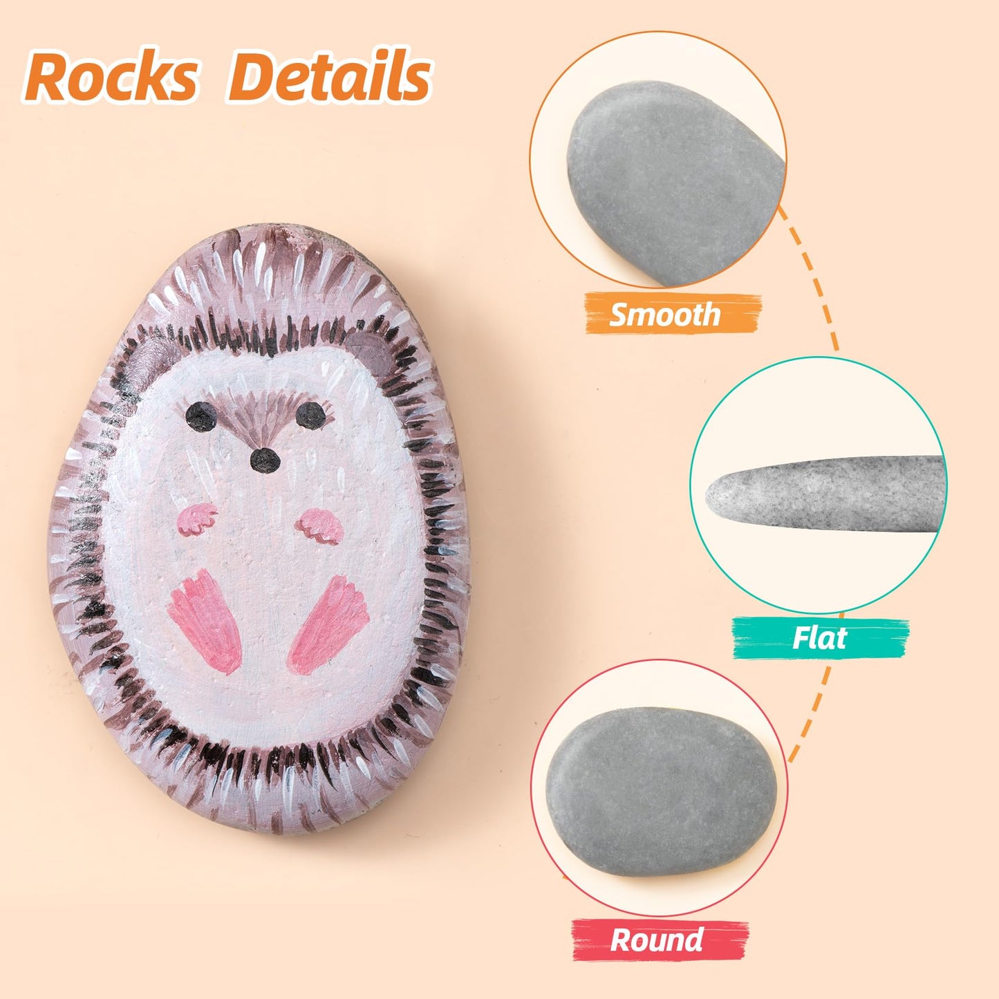 Simetufy 20 Pcs 3.3-4.5'' Large River Rocks for Painting, Rocks for Painting, Rock Painting for Kids, Smooth and Flat Rocks Painting Rocks for DIY & Arts
