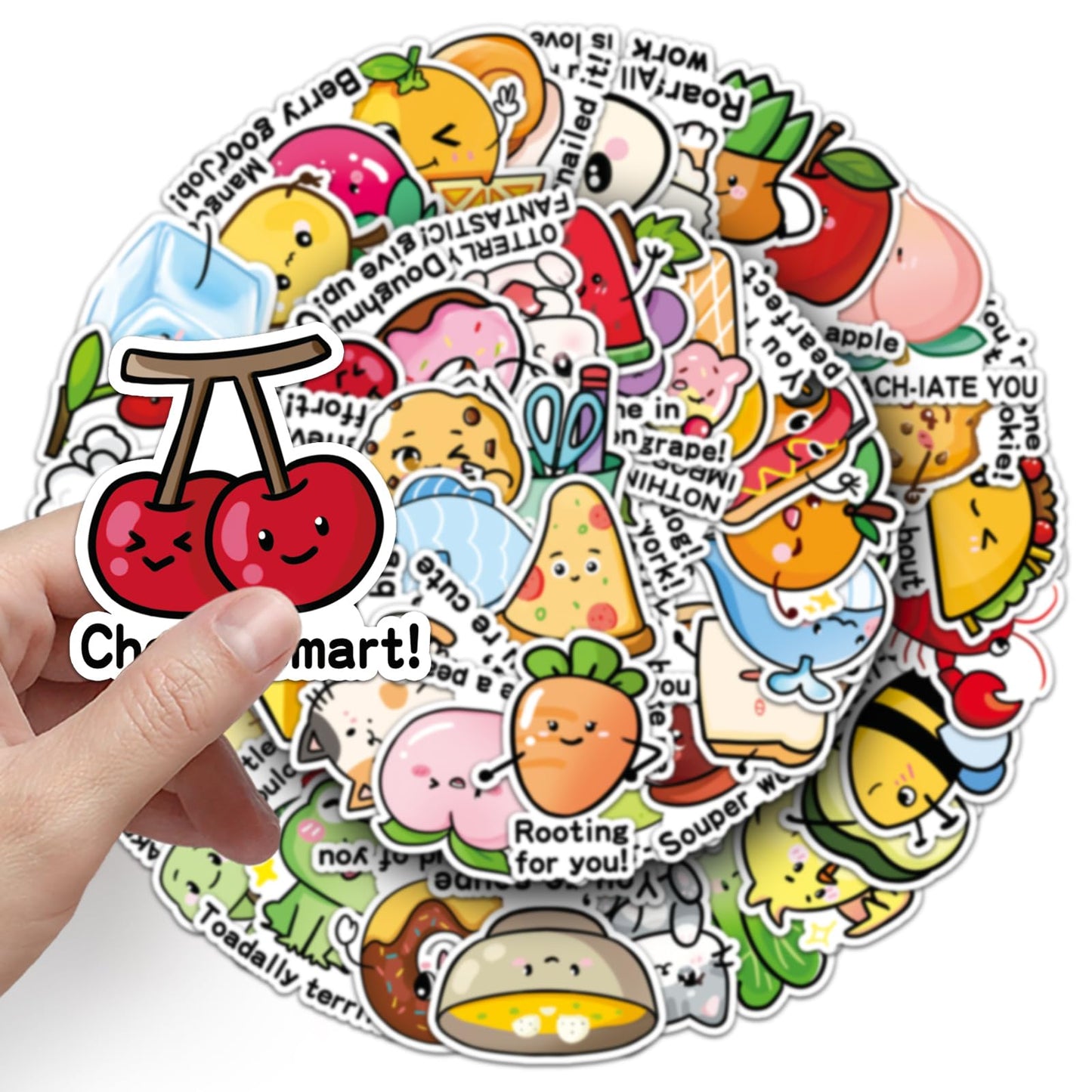 100PCS Food Pun Positive Affirmation Stickers, Funny Blessing Quotes, Vinyl Motivational Reward Decals, Kawaii Fruit Stickers for Small Business, Classroom Teachers, Water Bottles, Laptops, Scrapbooks