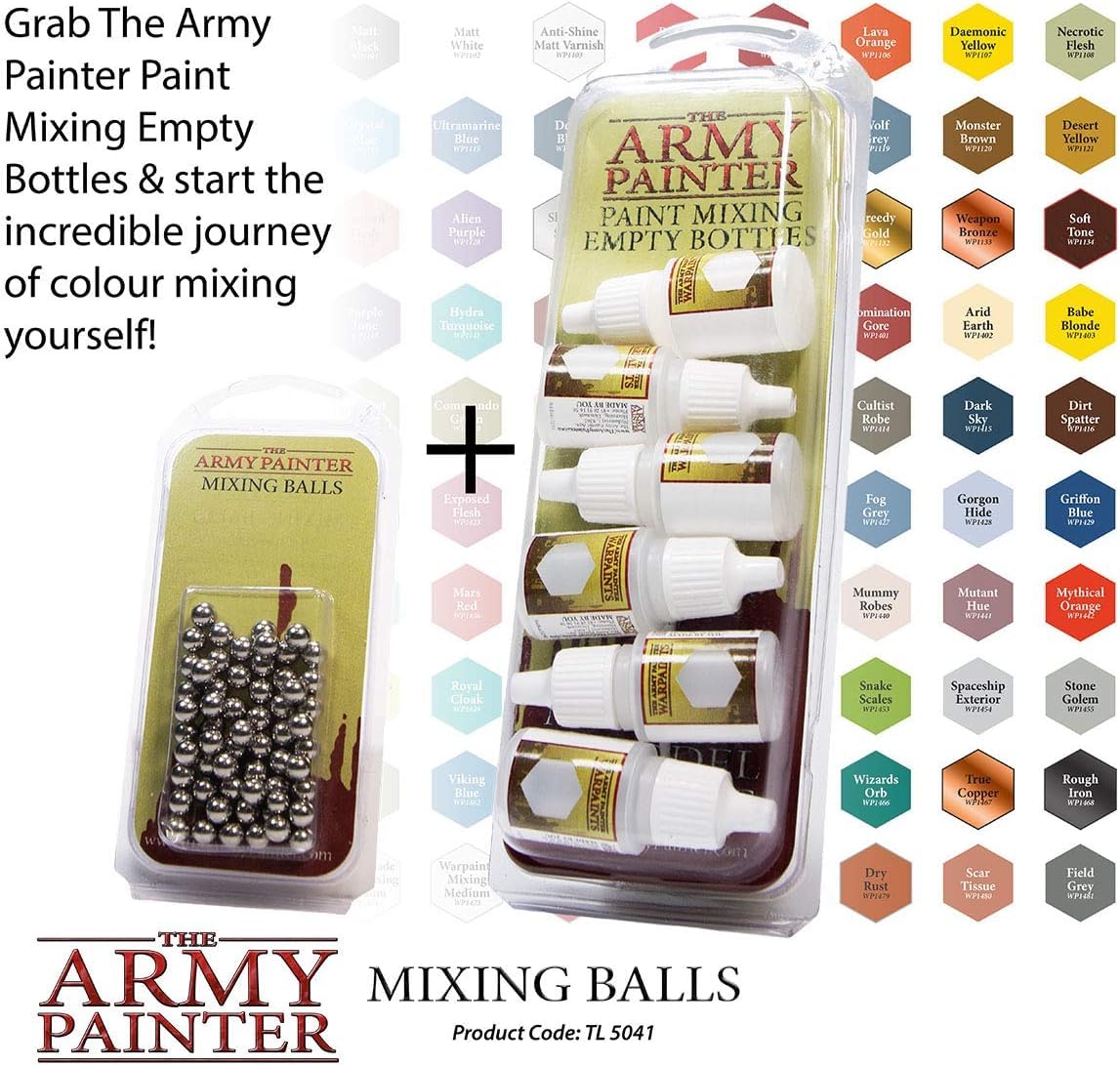 The Army Painter Paint Mixing Balls - Rust-Proof Stainless Steel Mixing Ball Ideal for Model Paint Mixer Bottle. 100 PCS Stainless Steel Mixing Paint Agitator Balls x 5.5mm/apr. 0.22” Paint Balls