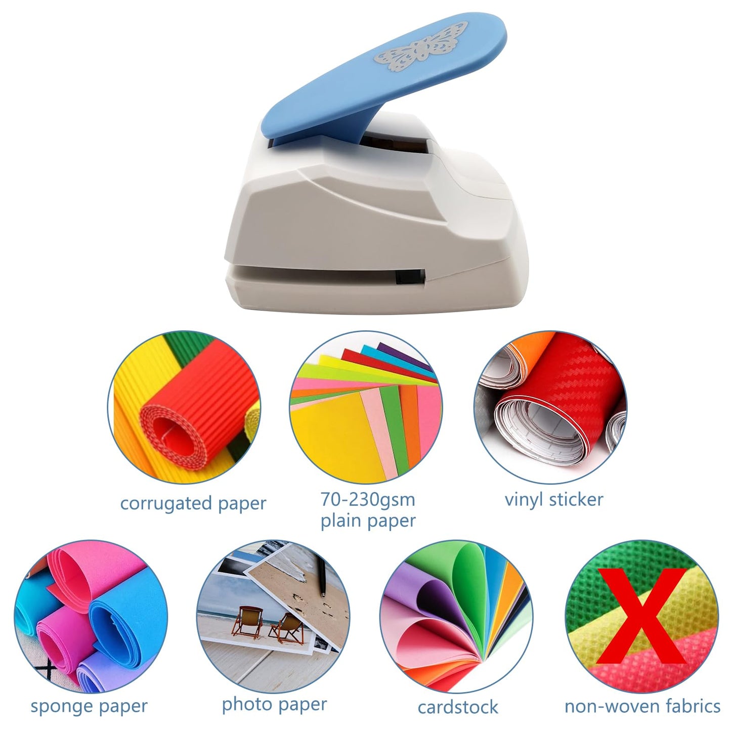 Craft Punch 1-7/8'' Butterfly Punch Butterfly Shapes Paper Cutter Puncher for Crafting on Card Stock, Various Paper Types, Vinyl Sticker (Non-Toy, Not for Children)