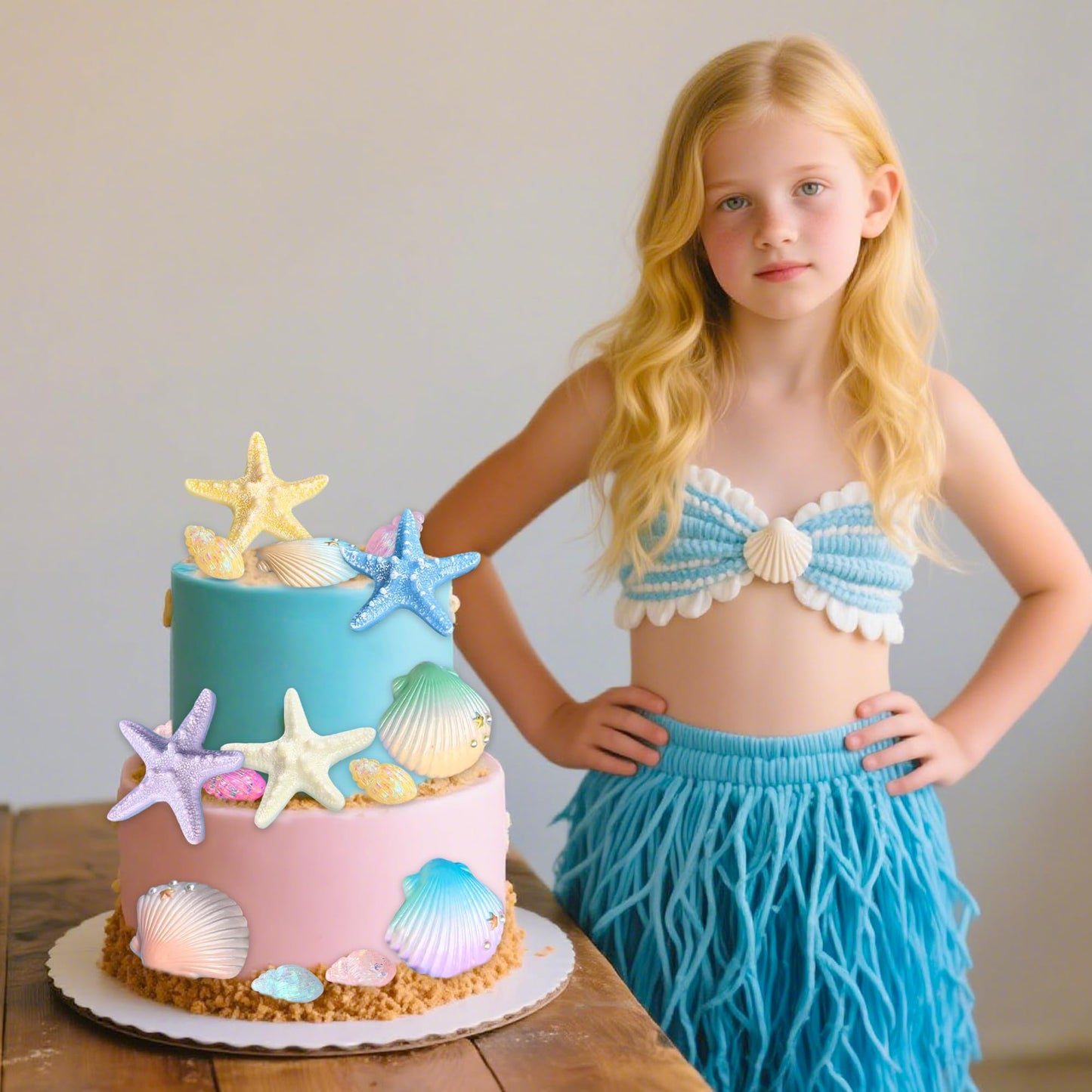 Under the Sea Cake Topper Beach Seashells Cake Decorations Ocean Under the Sea Birthday Party Decor Shells Starfish Cake Topper Summer Beach Baby Shower Party Supplies
