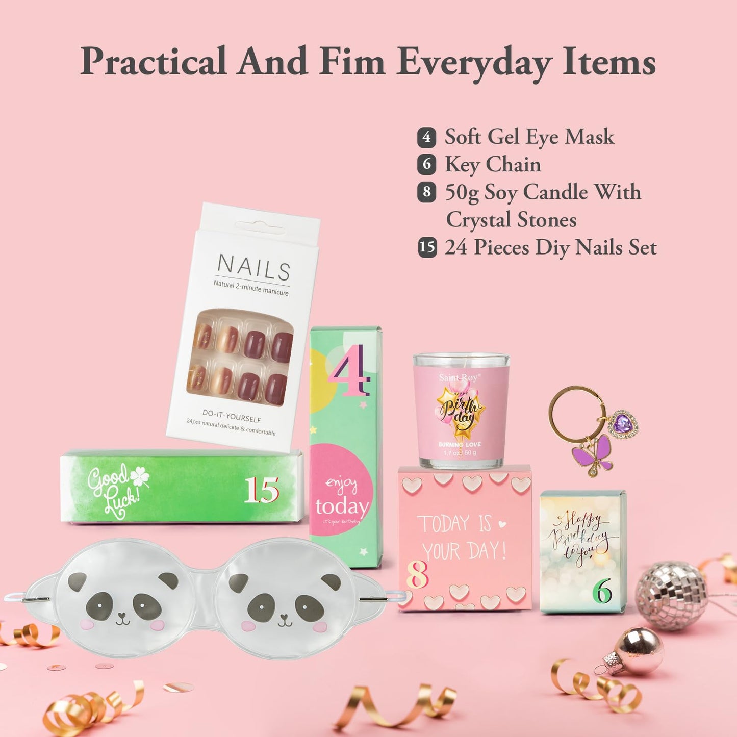 Birthday Gifts for Teens Birthday Gifts for Women Happy Birthday Surprise Box, 15pcs Spa Kit Gift, Gift Box for Teen Girls Unique Diy Nails Set, Luxury Birthdays Presents Spa Gift for Mom Daughter