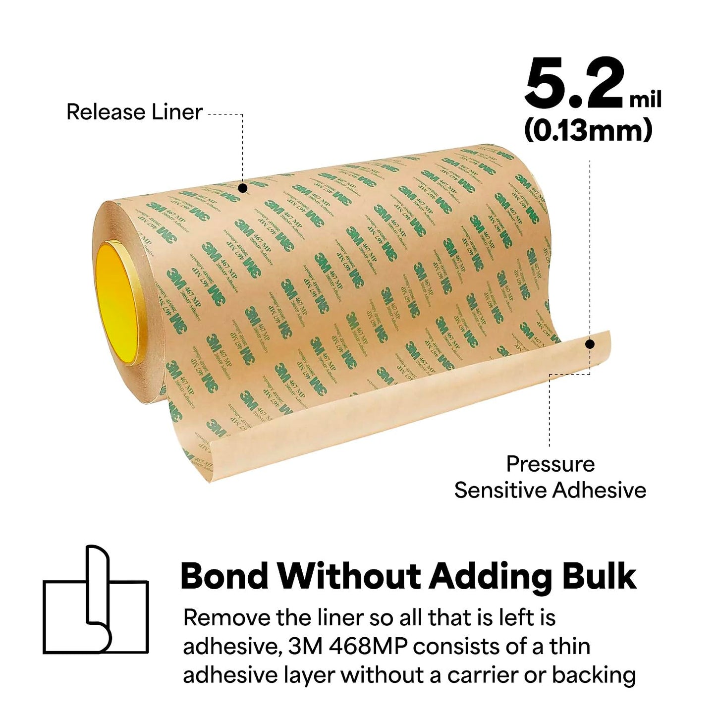 3M 468MP Adhesive Transfer Tape, 4" width x 5yd length (1 roll)