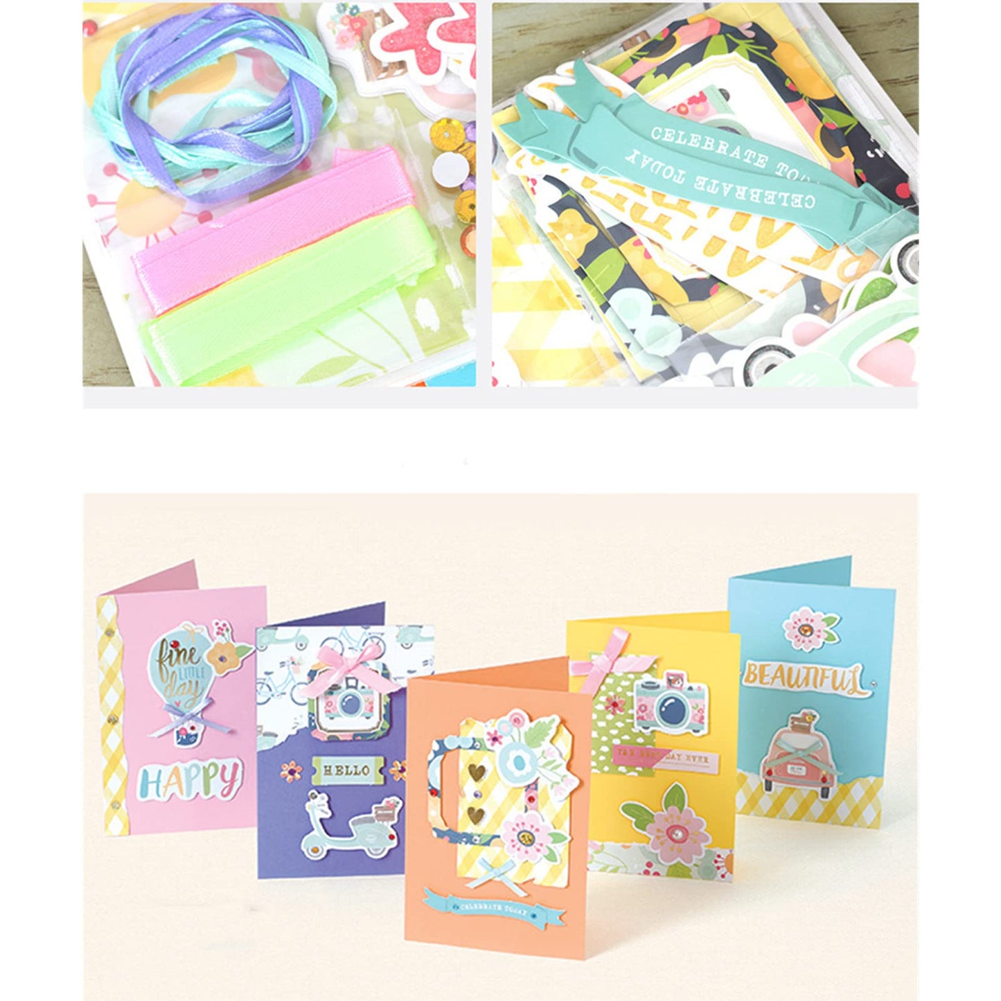 Gigicloud Paper Card Making Kits Colorful Handmade Greeting Card Kits Diy Making Material Set For Birthday Invitation, Thanksgiving, Christmas,Holiday,Baby Shower